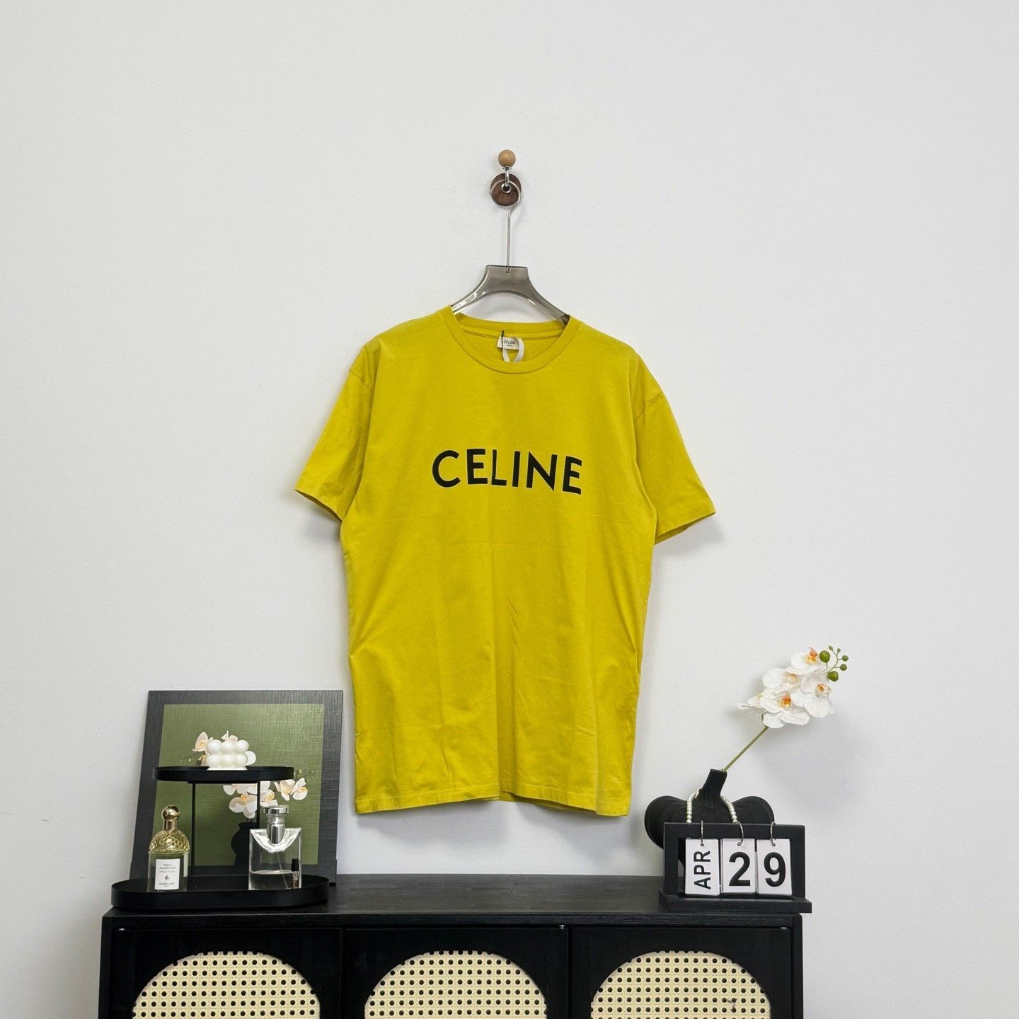 Celine Celine Yellow Logo Print T-Shirt XL Size US XL / EU 56 / 4 - 2 Thumbnail
