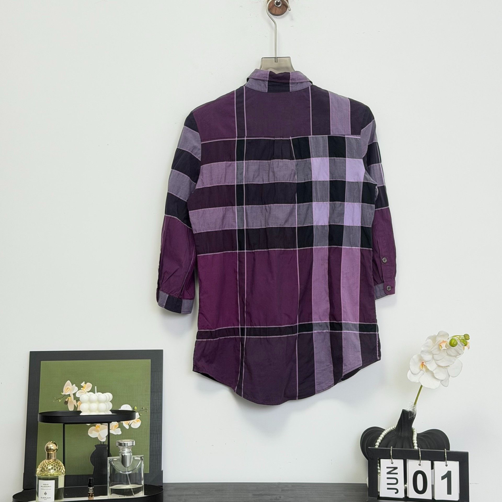 Burberry Burberry Purple Check Button Up Shirt XS Size US XS / EU 42 / 0 - 5 Thumbnail