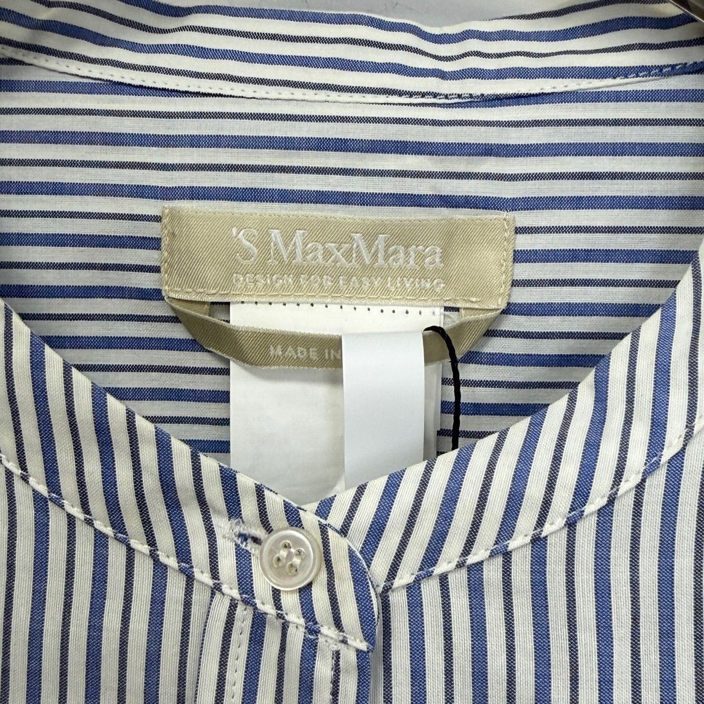 Max Mara Max Mara Striped Band Collar Shirt IT 42 Size M / US 6-8 / IT 42-44 - 3 Thumbnail