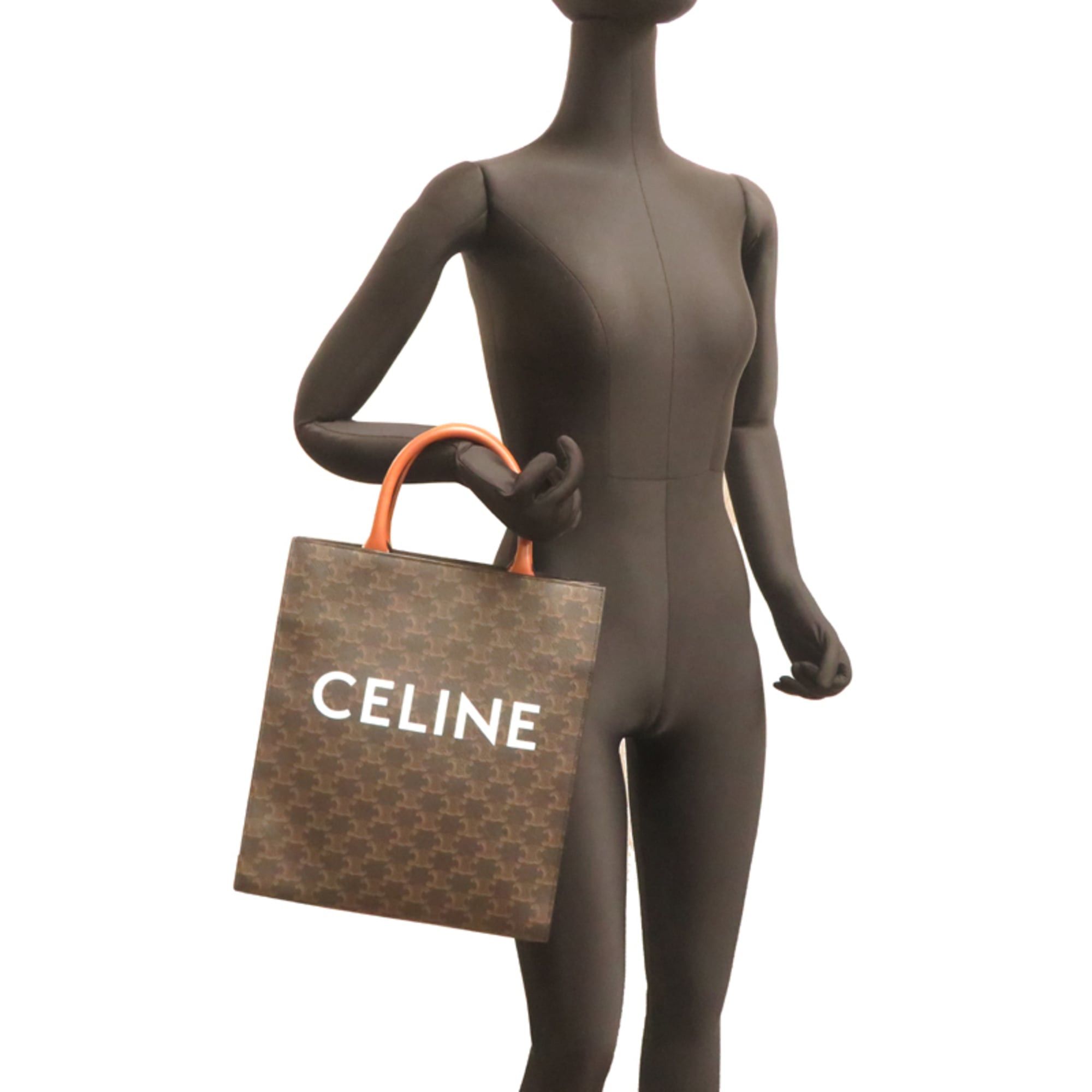 Celine Celine Triomphe Mini Vertical Cabas Women's Handbag, Calfskin, Brown Size ONE SIZE - 8 Thumbnail