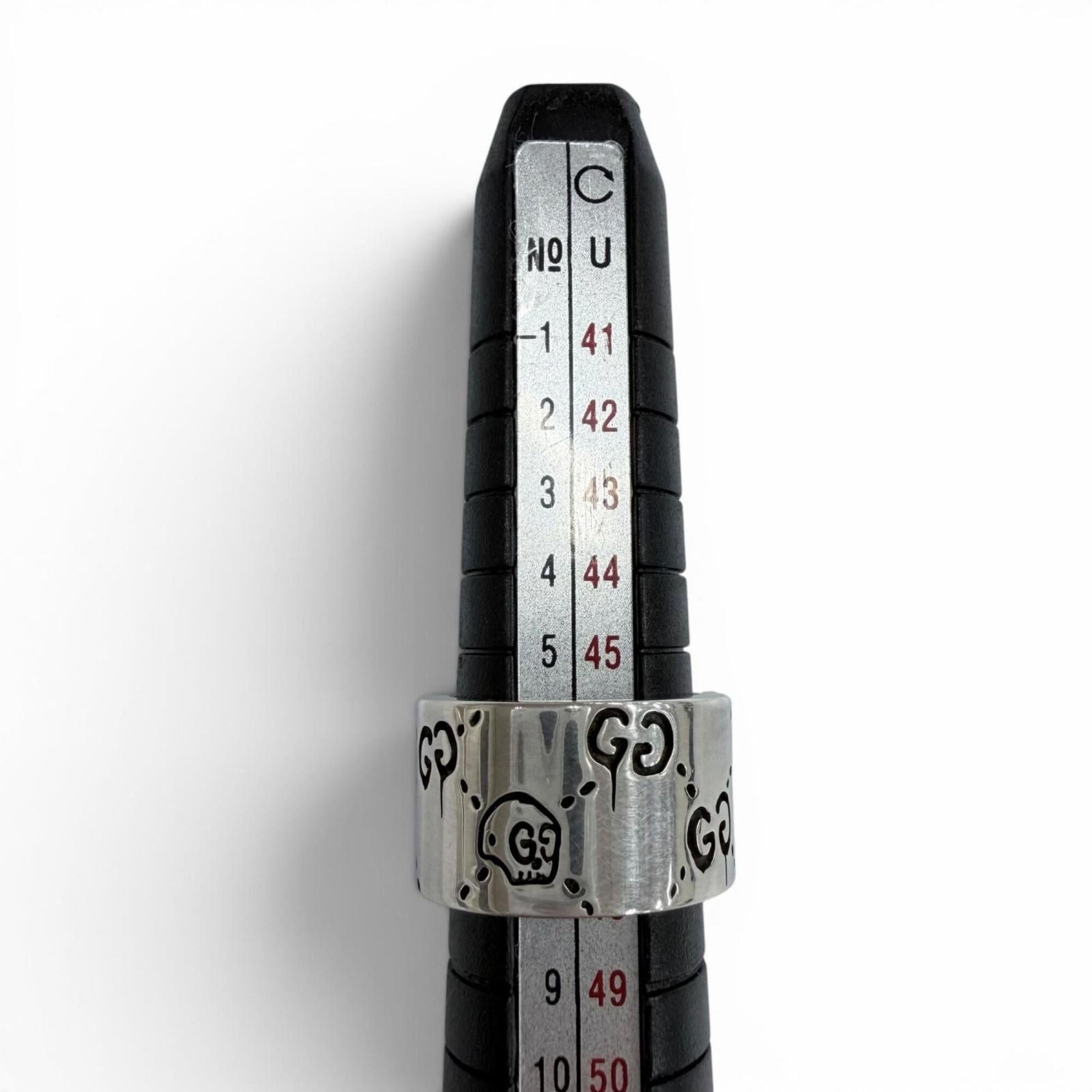 Gucci GUCCI 455318 925 GHOST Wide Ring, Silver, Size 8, Made in Italy, Weight 12.3g, Women's Size ONE SIZE - 9 Thumbnail