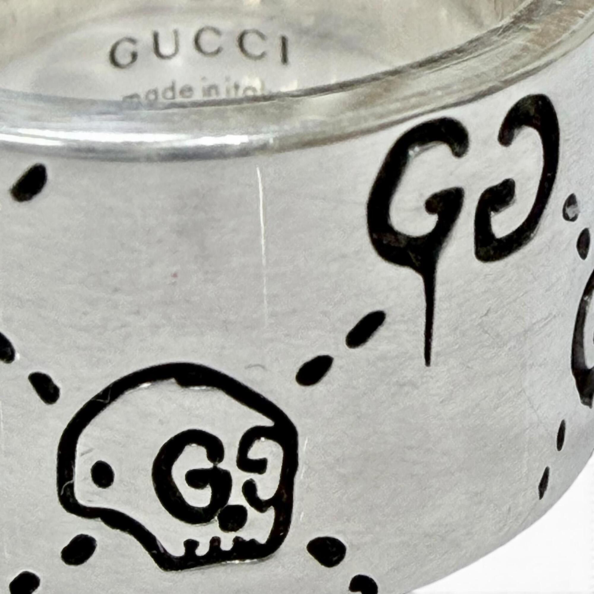 Gucci GUCCI 455318 925 GHOST Wide Ring, Silver, Size 8, Made in Italy, Weight 12.3g, Women's Size ONE SIZE - 5 Thumbnail