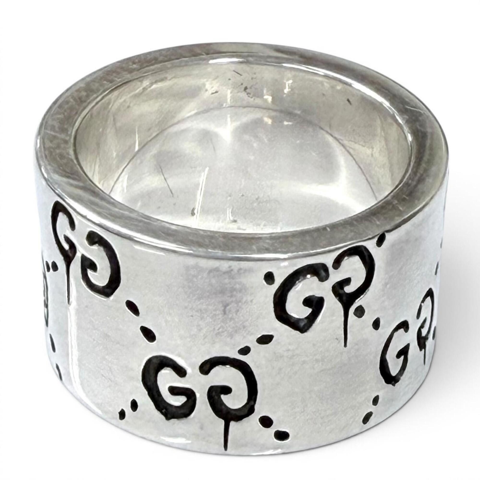 Gucci GUCCI 455318 925 GHOST Wide Ring, Silver, Size 8, Made in Italy, Weight 12.3g, Women's Size ONE SIZE - 2 Thumbnail