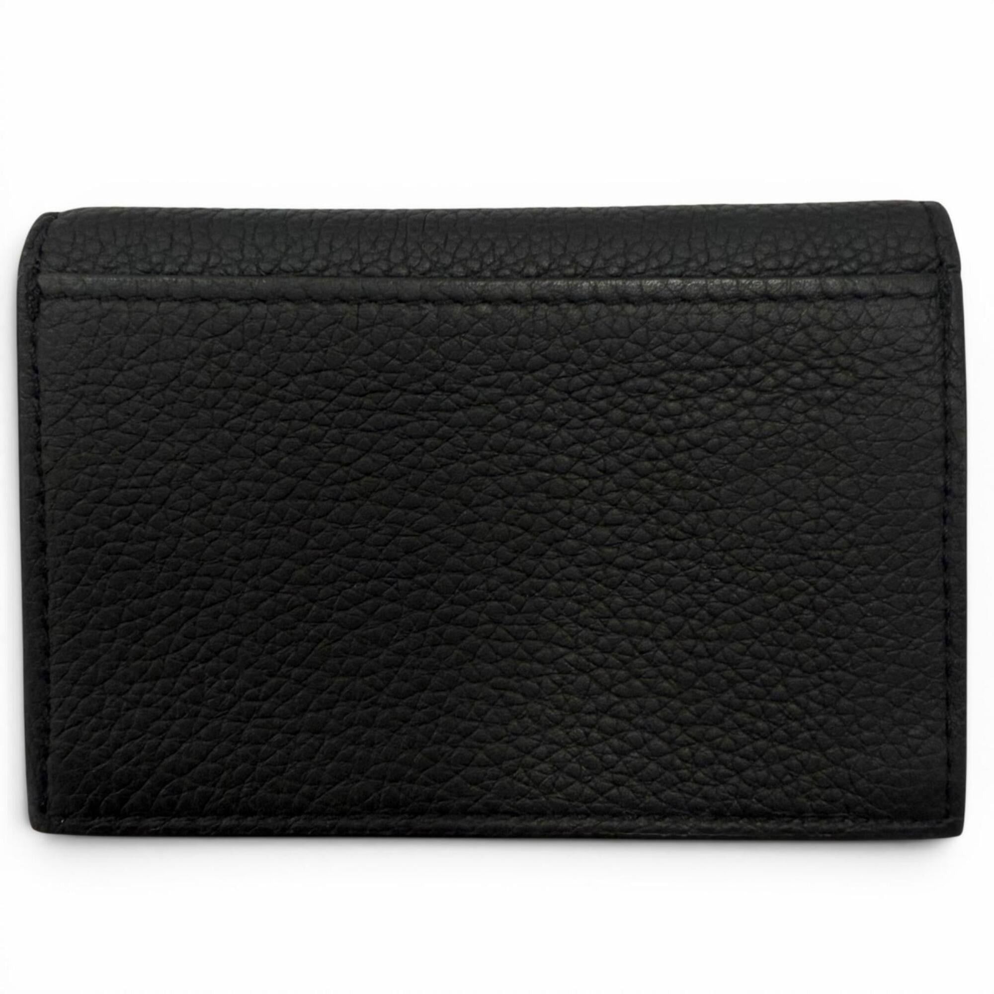 Fendi FENDI Leather Logo Hardware Bi-fold Business Card Holder/Card Case in Black/Gunmetal - Recommended for Men and Women ◎ Size ONE SIZE - 2 Thumbnail