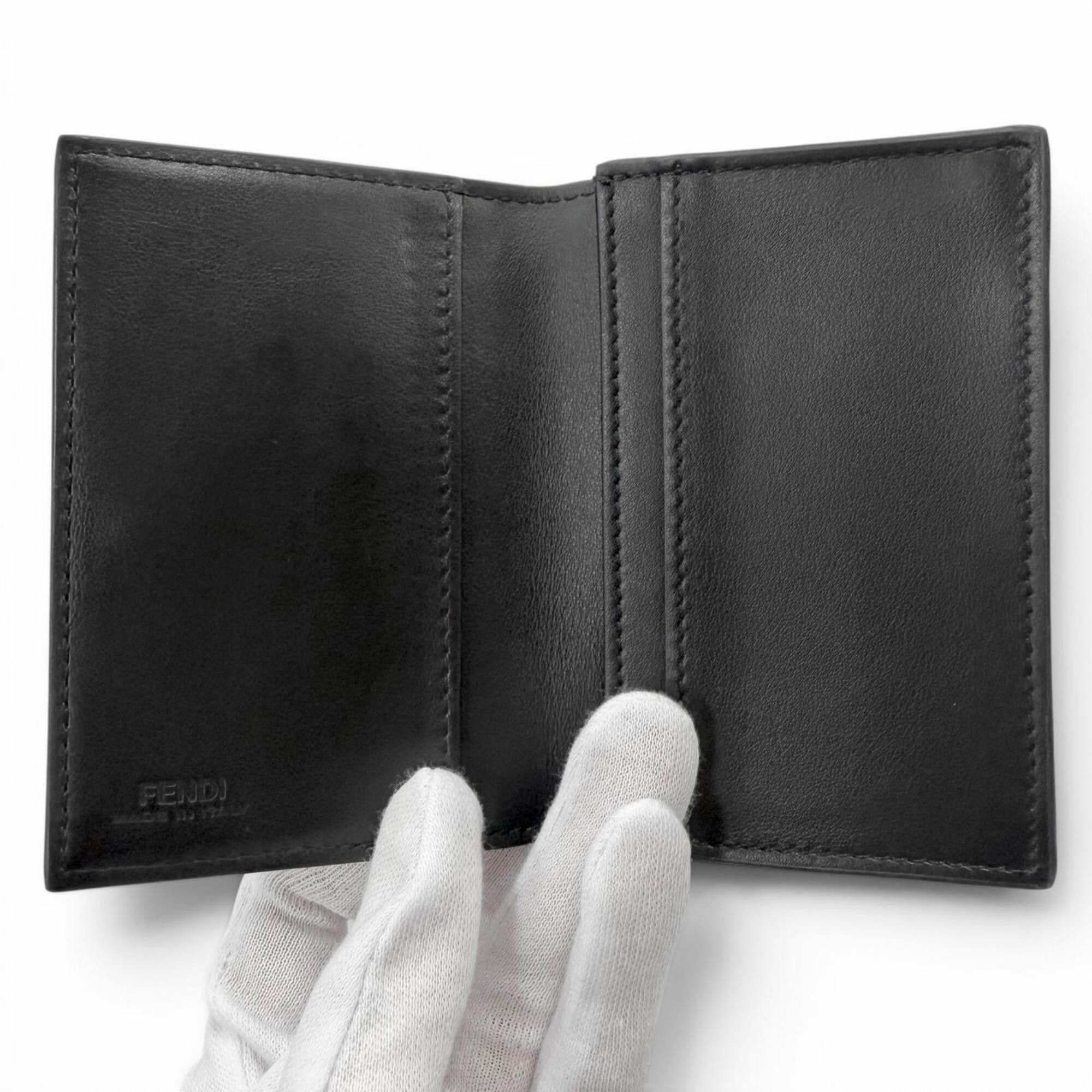 Fendi FENDI Leather Logo Hardware Bi-fold Business Card Holder/Card Case in Black/Gunmetal - Recommended for Men and Women ◎ Size ONE SIZE - 4 Thumbnail