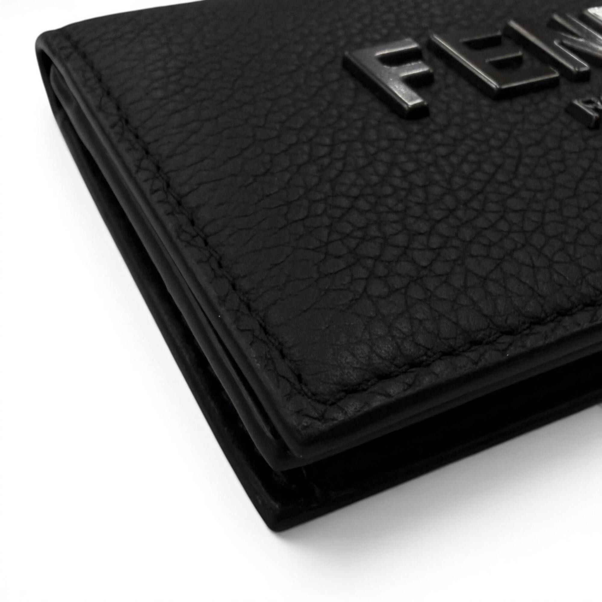 Fendi FENDI Leather Logo Hardware Bi-fold Business Card Holder/Card Case in Black/Gunmetal - Recommended for Men and Women ◎ Size ONE SIZE - 5 Thumbnail