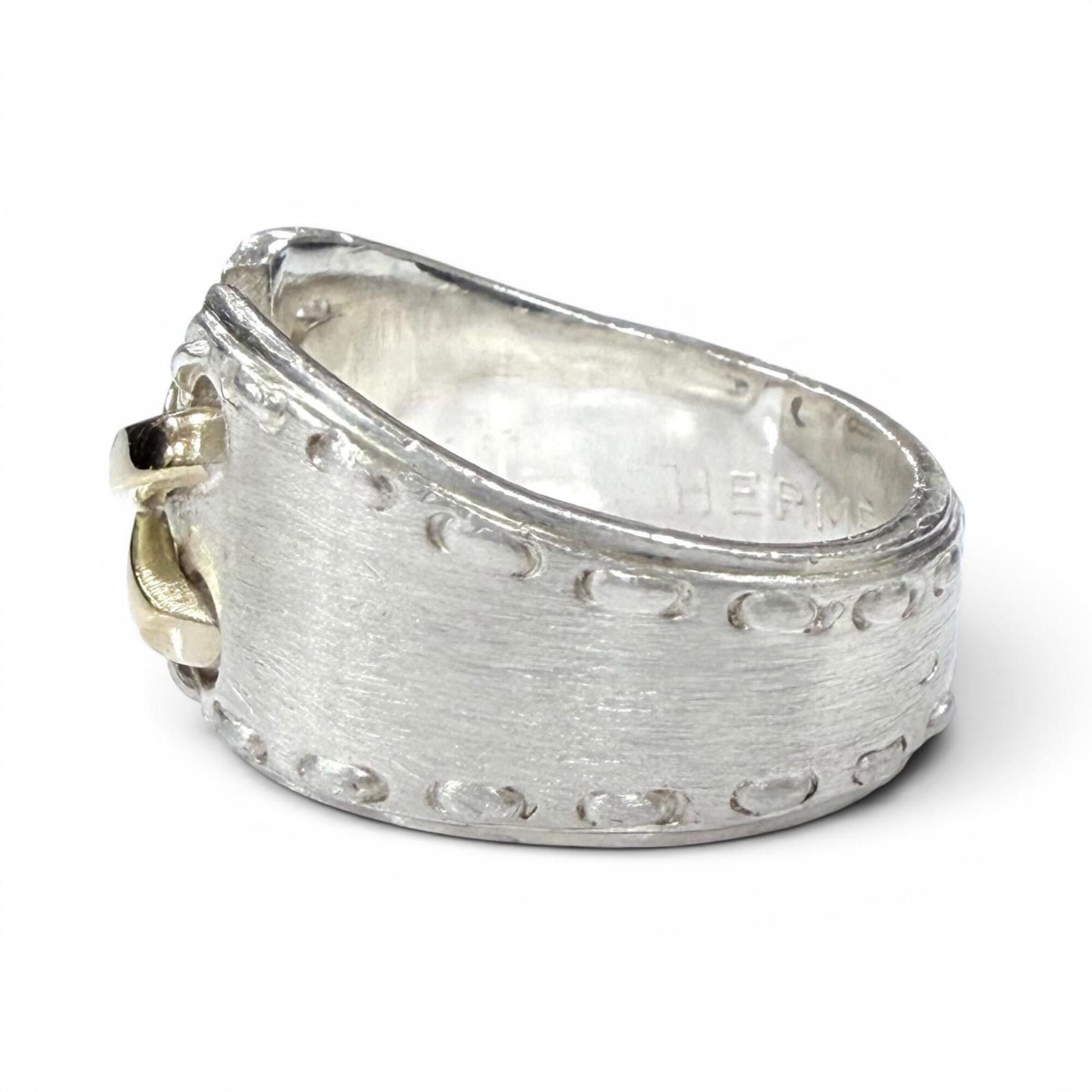 Hermes HERMES Vintage Mexico Ring, 925 Sterling Silver and Gold Combination, Silver/Gold, Size 50, Weight 6.8g, Women's. Size ONE SIZE - 2 Thumbnail