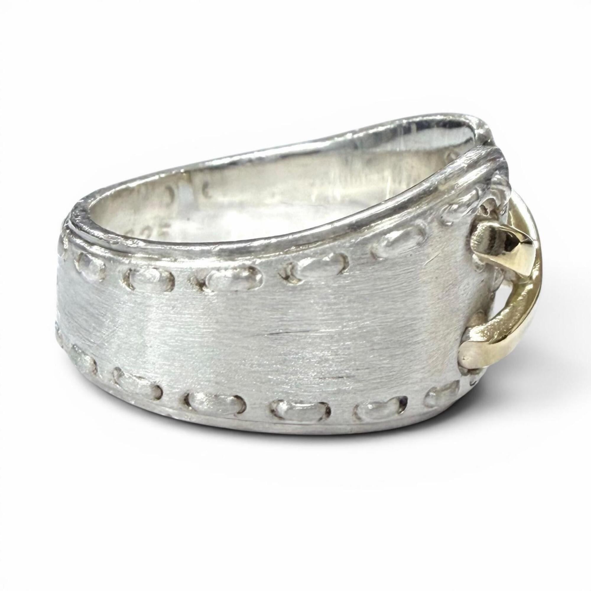 Hermes HERMES Vintage Mexico Ring, 925 Sterling Silver and Gold Combination, Silver/Gold, Size 50, Weight 6.8g, Women's. Size ONE SIZE - 4 Thumbnail