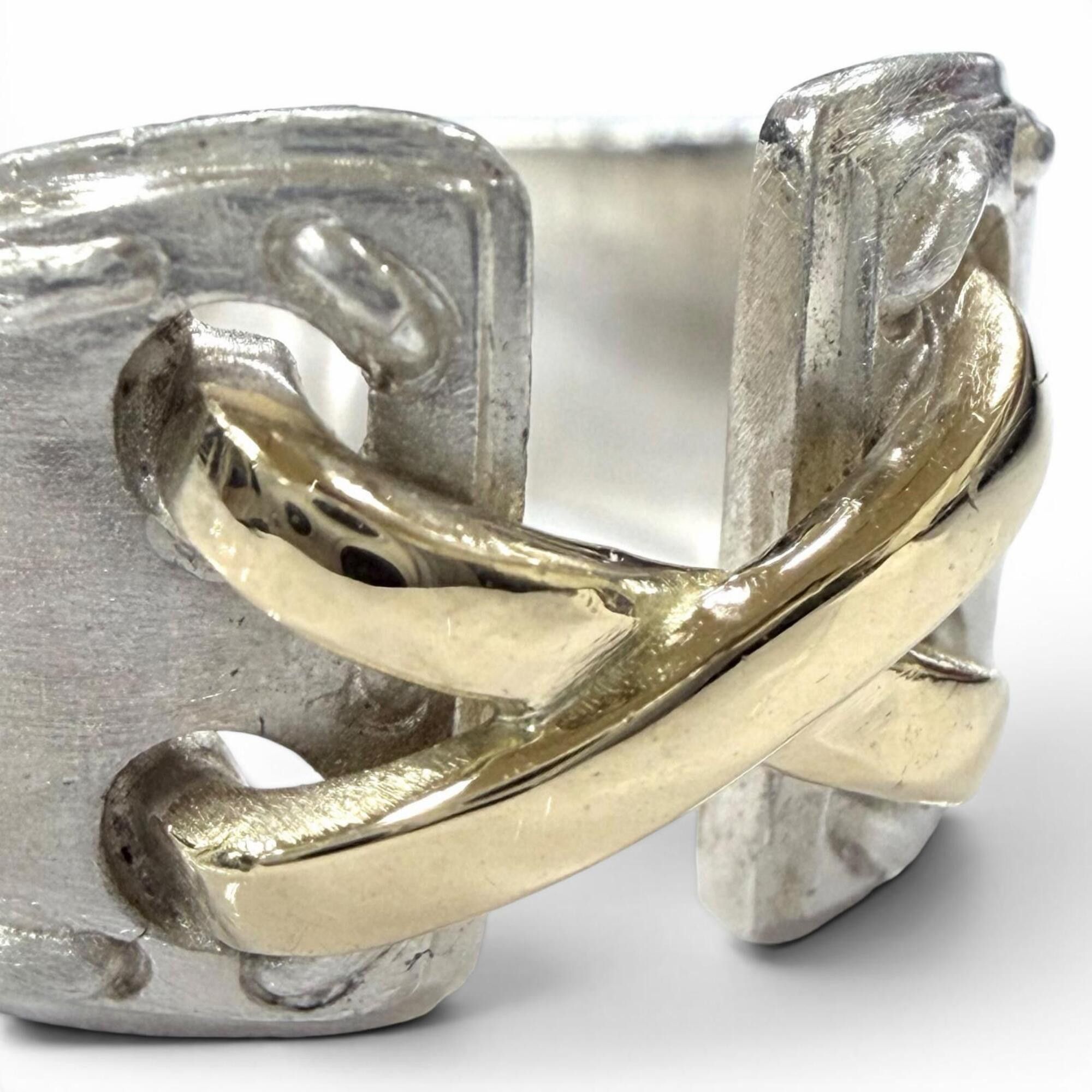 Hermes HERMES Vintage Mexico Ring, 925 Sterling Silver and Gold Combination, Silver/Gold, Size 50, Weight 6.8g, Women's. Size ONE SIZE - 5 Thumbnail