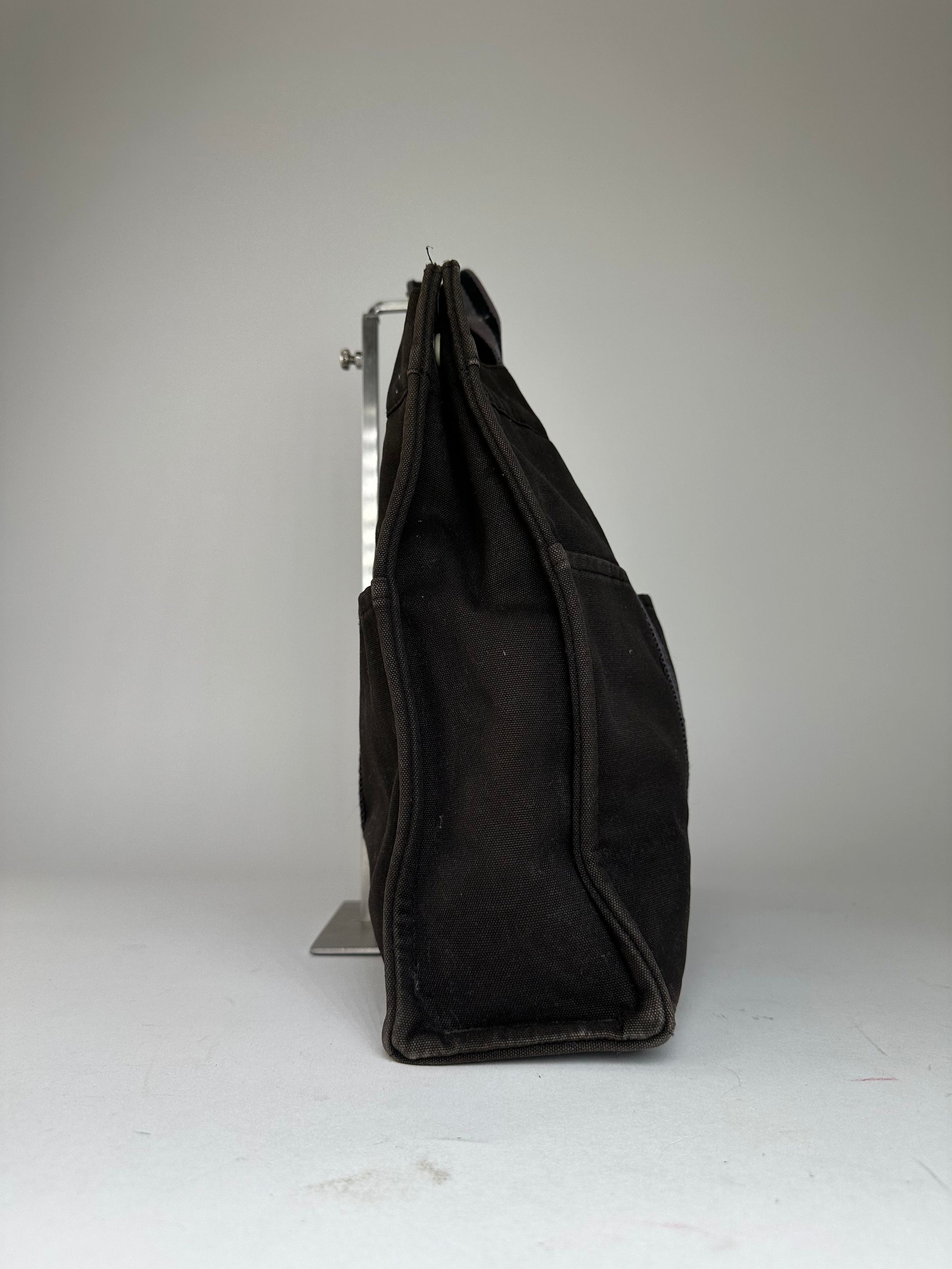 Other Vintage Hermes Fourre Tout Canvas Tote Bag Black Grey Size ONE SIZE - 3 Thumbnail