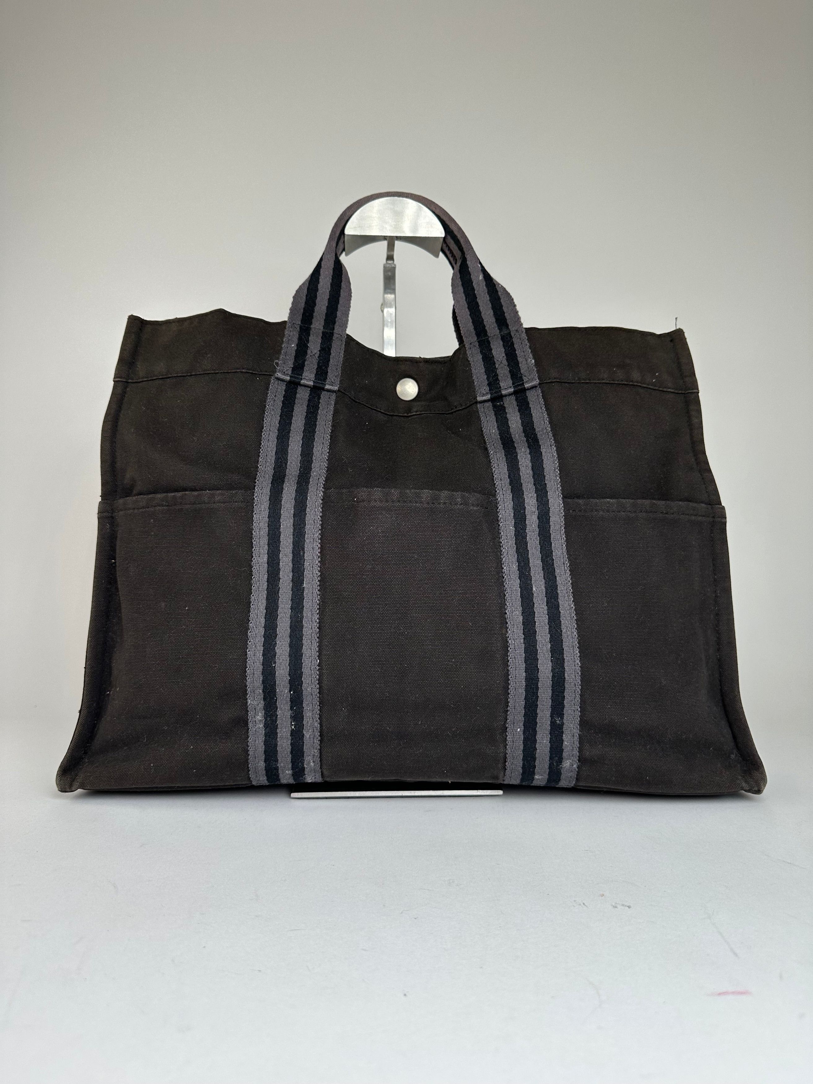 Other Vintage Hermes Fourre Tout Canvas Tote Bag Black Grey Size ONE SIZE - 10 Thumbnail