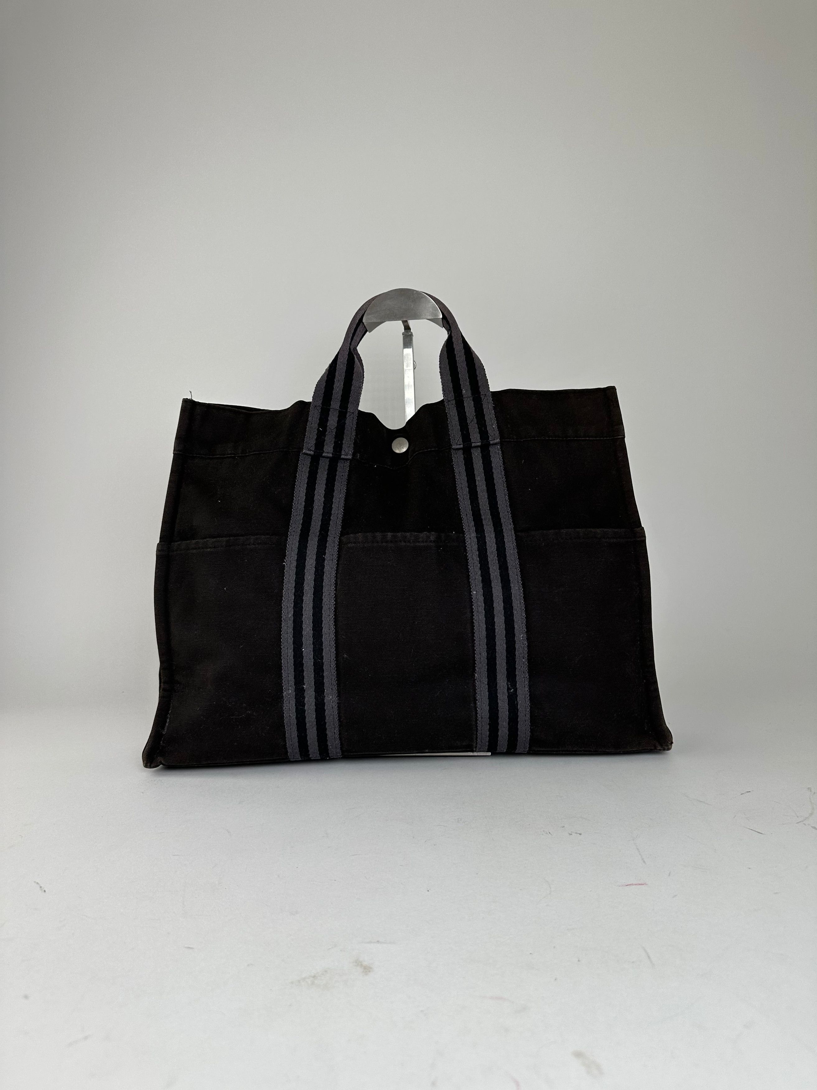 Other Vintage Hermes Fourre Tout Canvas Tote Bag Black Grey Size ONE SIZE - 11 Thumbnail