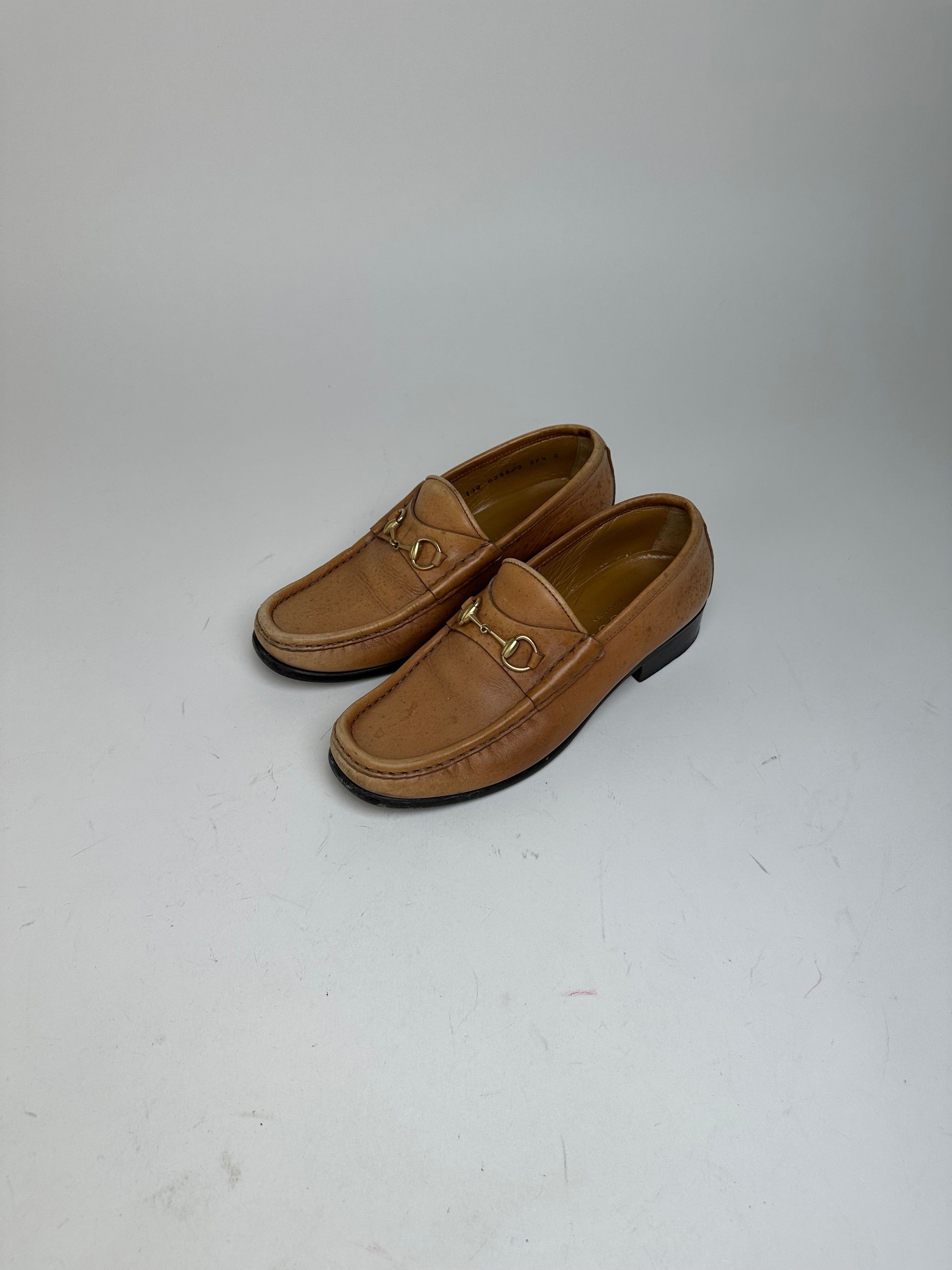Gucci Vintage Horsebit Leather Loafers Tan EU37,5 Size US 6.5 / IT 36.5 - 3 Thumbnail