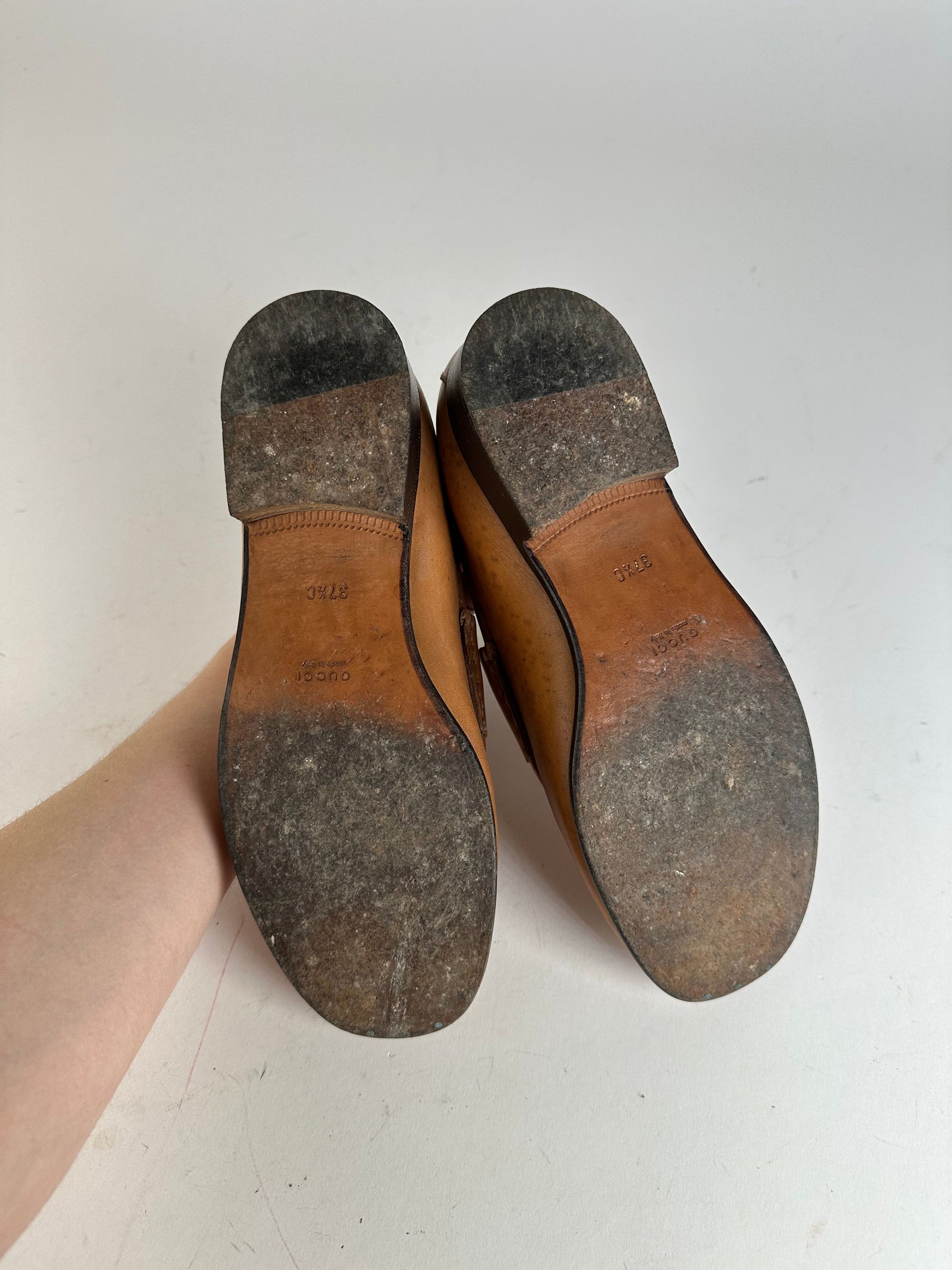 Gucci Vintage Horsebit Leather Loafers Tan EU37,5 Size US 6.5 / IT 36.5 - 10 Thumbnail