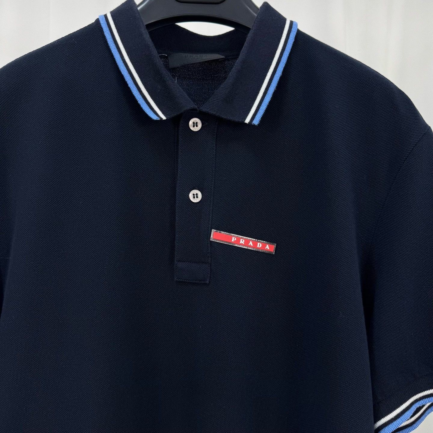 Prada Prada Rubber Logo Patch Navy Polo Shirt XL Size US XL / EU 56 / 4 - 4 Thumbnail