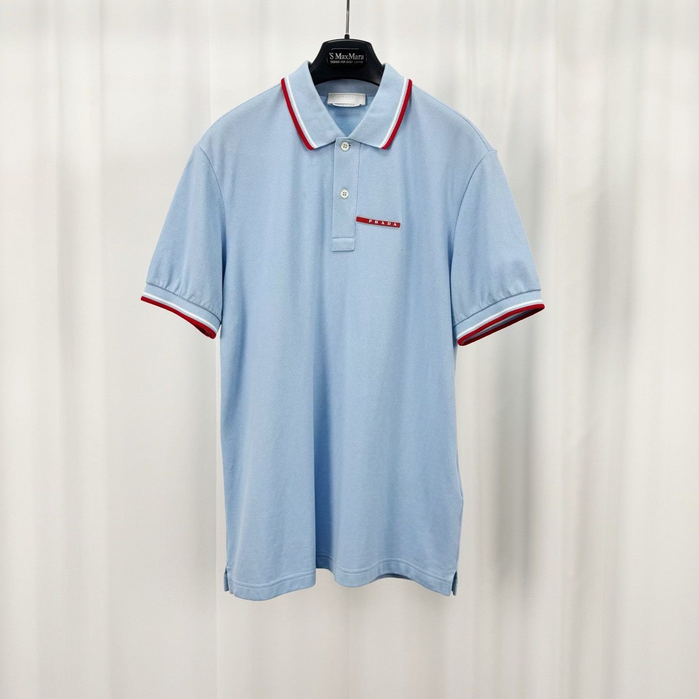 Prada Prada Red Logo Patch Striped Trim Polo Blue M Size US M / EU 48-50 / 2 - 2 Thumbnail