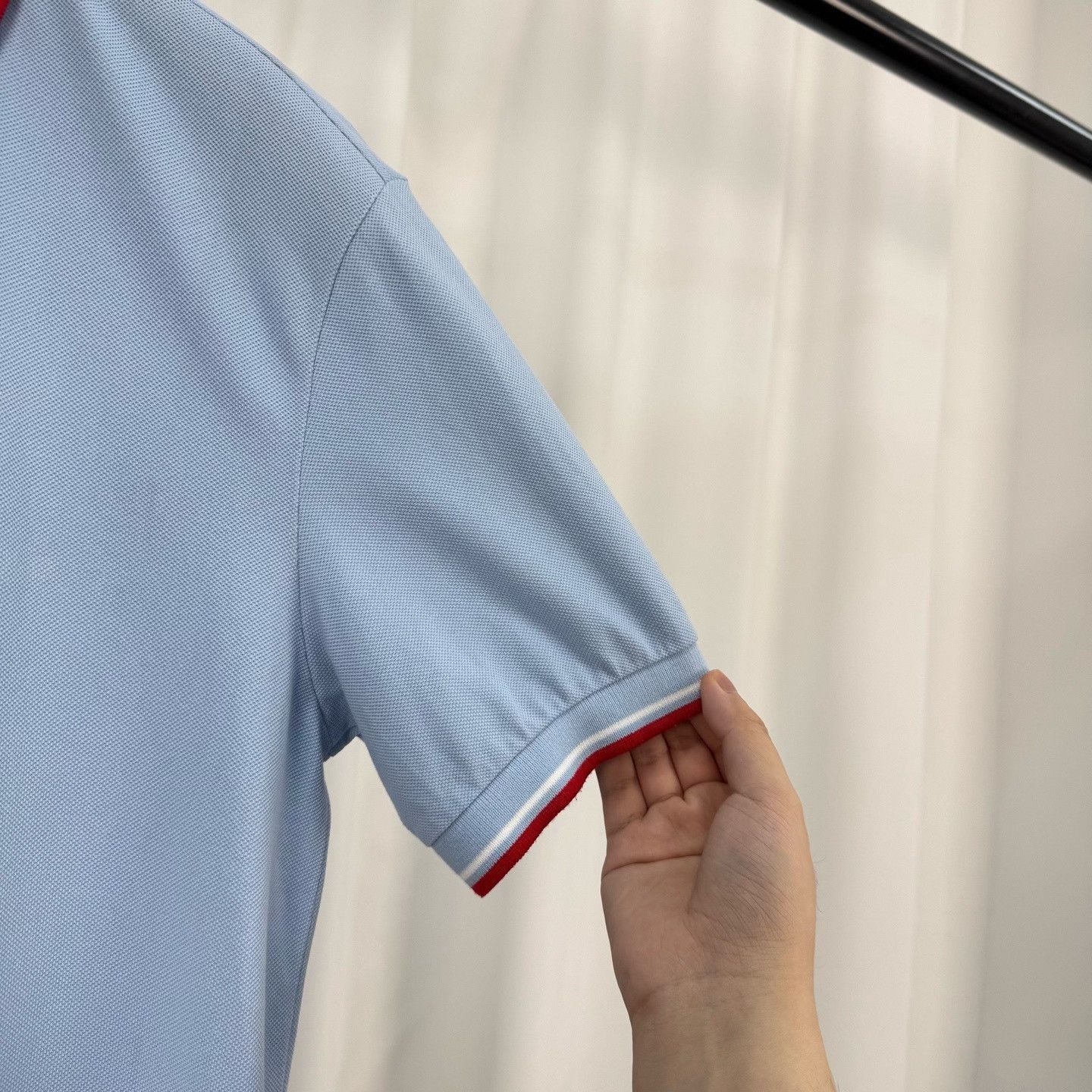 Prada Prada Red Logo Patch Striped Trim Polo Blue M Size US M / EU 48-50 / 2 - 5 Thumbnail