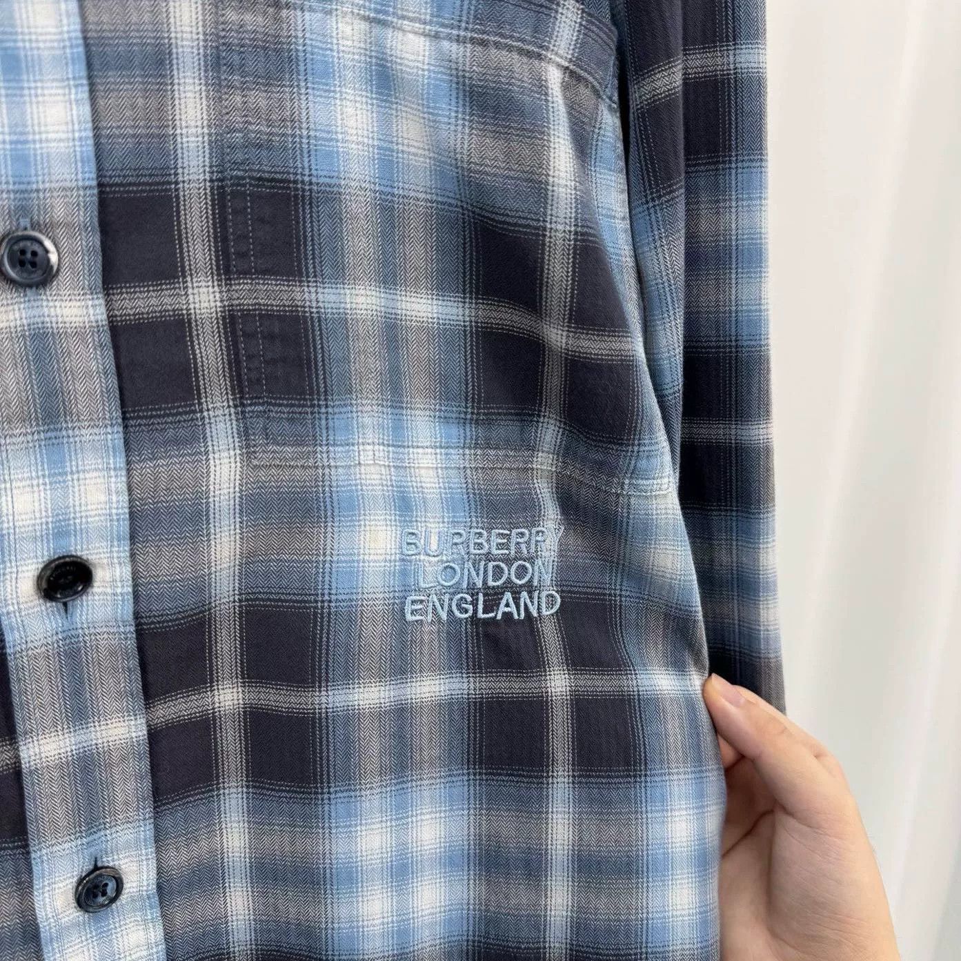 Burberry Burberry Blue Check Embroidered Shirt XL Size US XL / EU 56 / 4 - 6 Thumbnail