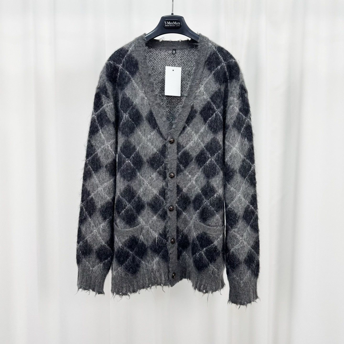 R13 R13 Distressed Argyle Mohair Cardigan S Size S / US 4 / IT 40 - 2 Thumbnail
