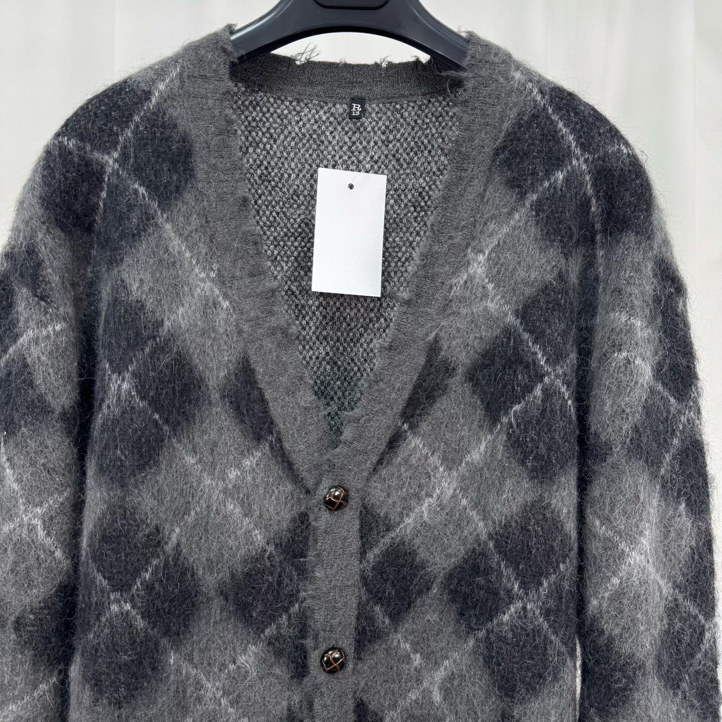 R13 R13 Distressed Argyle Mohair Cardigan S Size S / US 4 / IT 40 - 4 Thumbnail