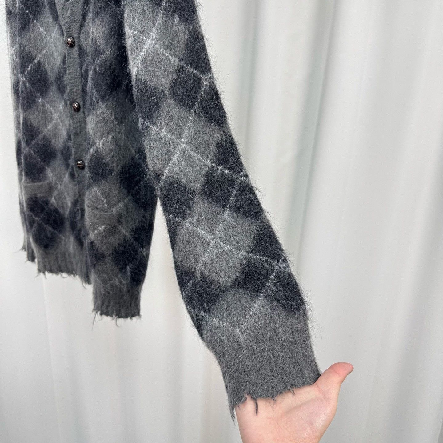 R13 R13 Distressed Argyle Mohair Cardigan S Size S / US 4 / IT 40 - 5 Thumbnail