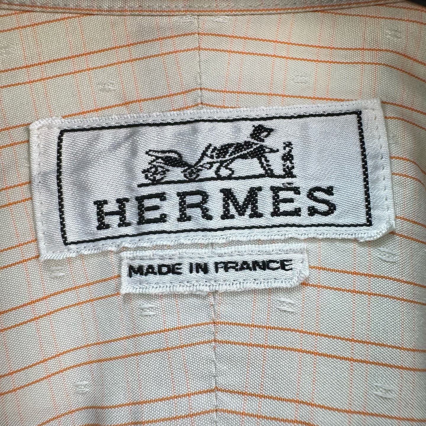 Hermes Hermes Striped H-Logo Cotton Shirt 40 Size US M / EU 48-50 / 2 - 7 Thumbnail
