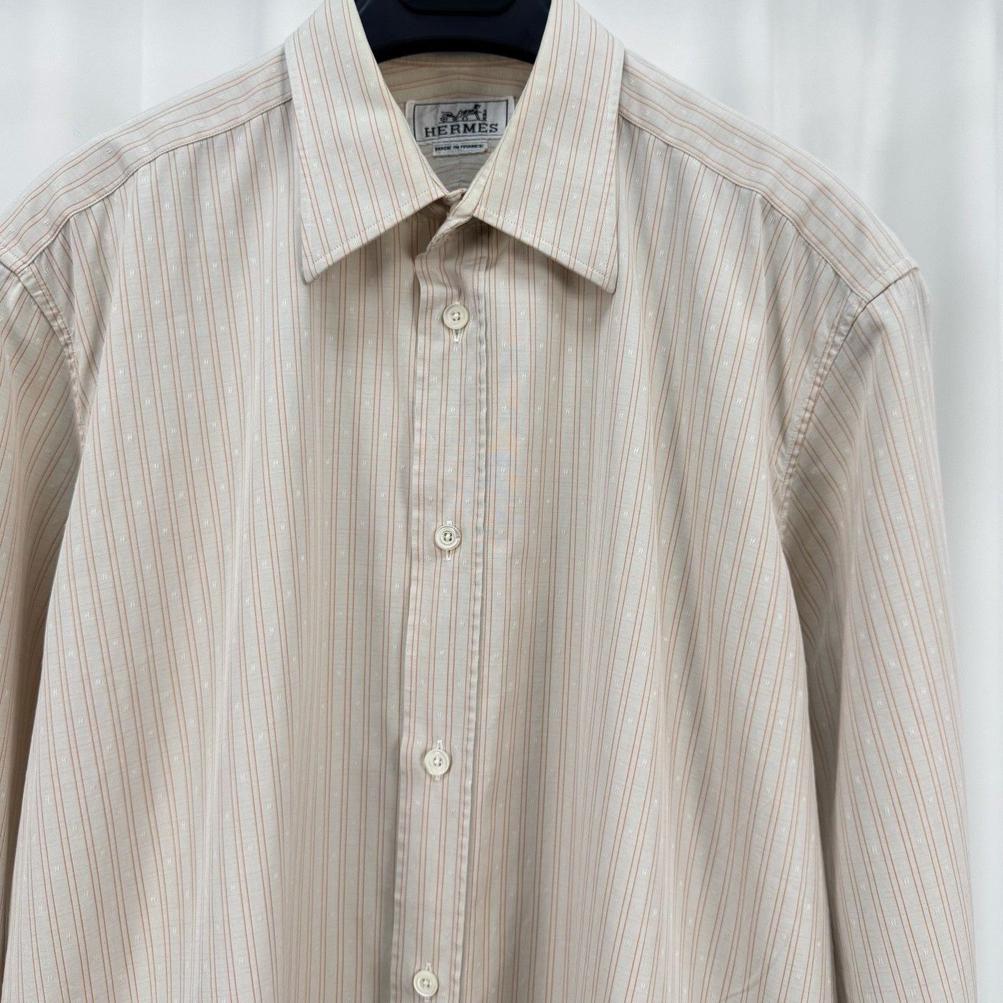 Hermes Hermes Striped H-Logo Cotton Shirt 40 Size US M / EU 48-50 / 2 - 4 Thumbnail