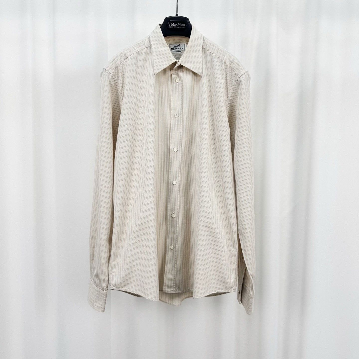 Hermes Hermes Striped H-Logo Cotton Shirt 40 Size US M / EU 48-50 / 2 - 2 Thumbnail