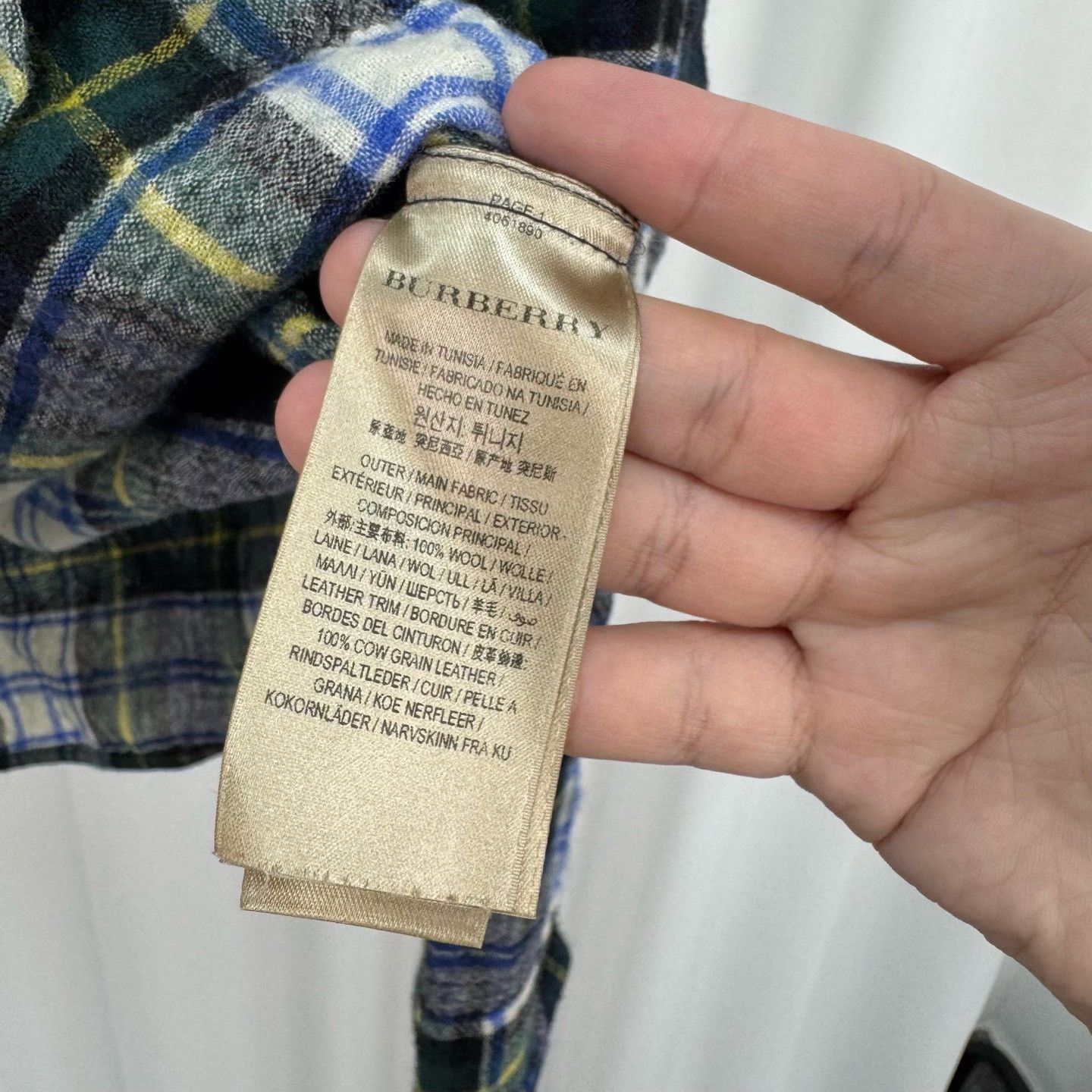 Burberry Burberry Wool Plaid Leather Trim Shirt XL Size US XL / EU 56 / 4 - 7 Thumbnail