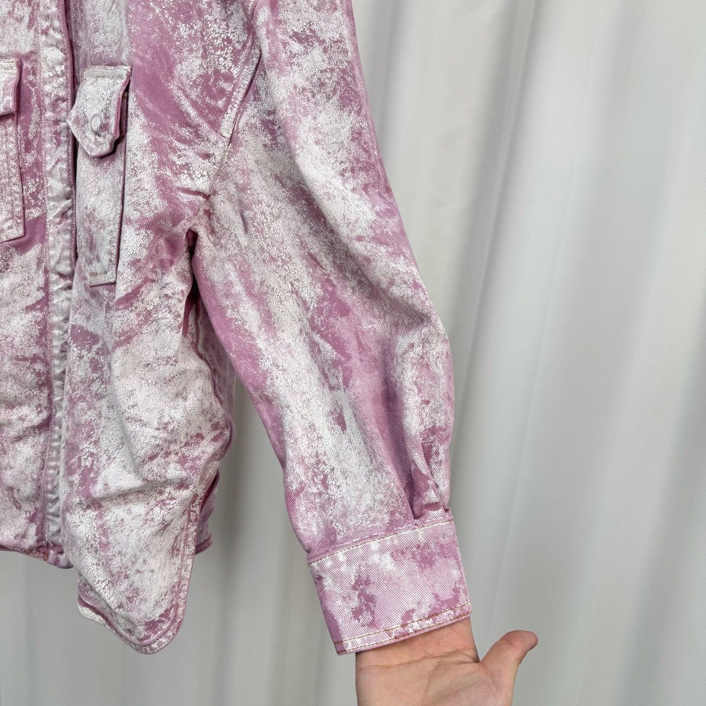 The Attico The Attico Pink Tie-Dye Denim Shirt Jacket 36 Size XS / US 0-2 / IT 36-38 - 5 Thumbnail