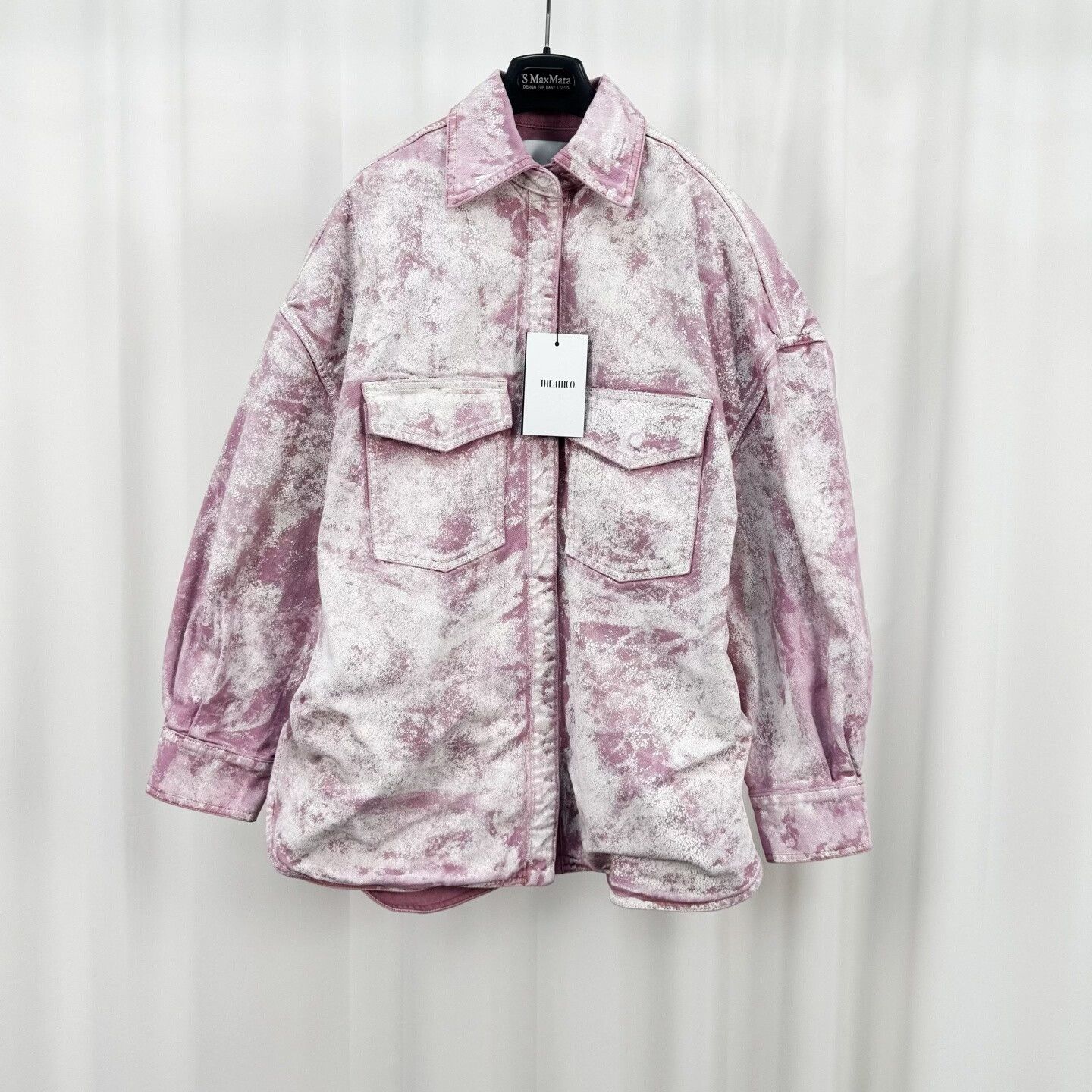 The Attico The Attico Pink Tie-Dye Denim Shirt Jacket 36 Size XS / US 0-2 / IT 36-38 - 2 Thumbnail