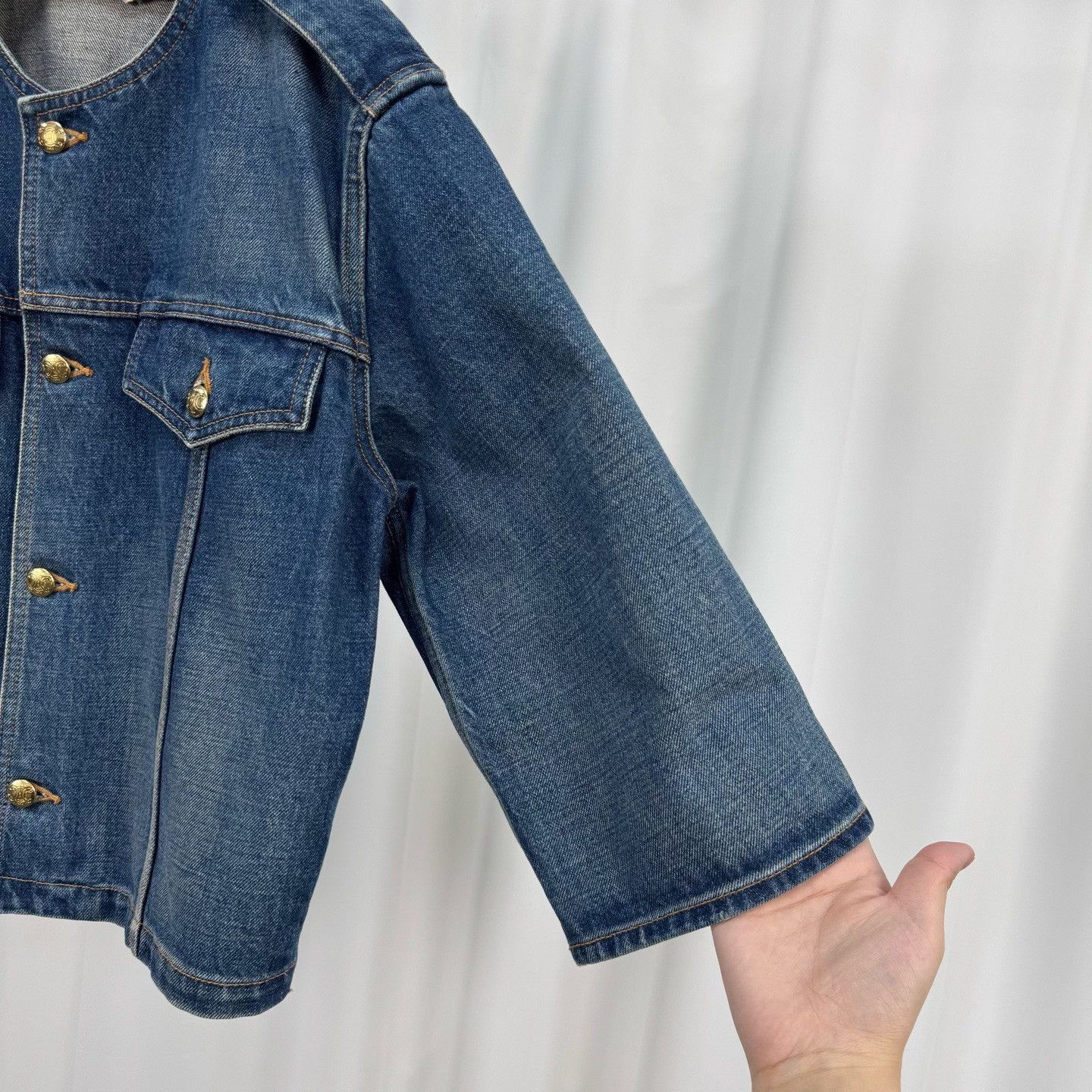 Celine Celine Gold Triomphe Button Denim Jacket M Size US M / EU 48-50 / 2 - 5 Thumbnail