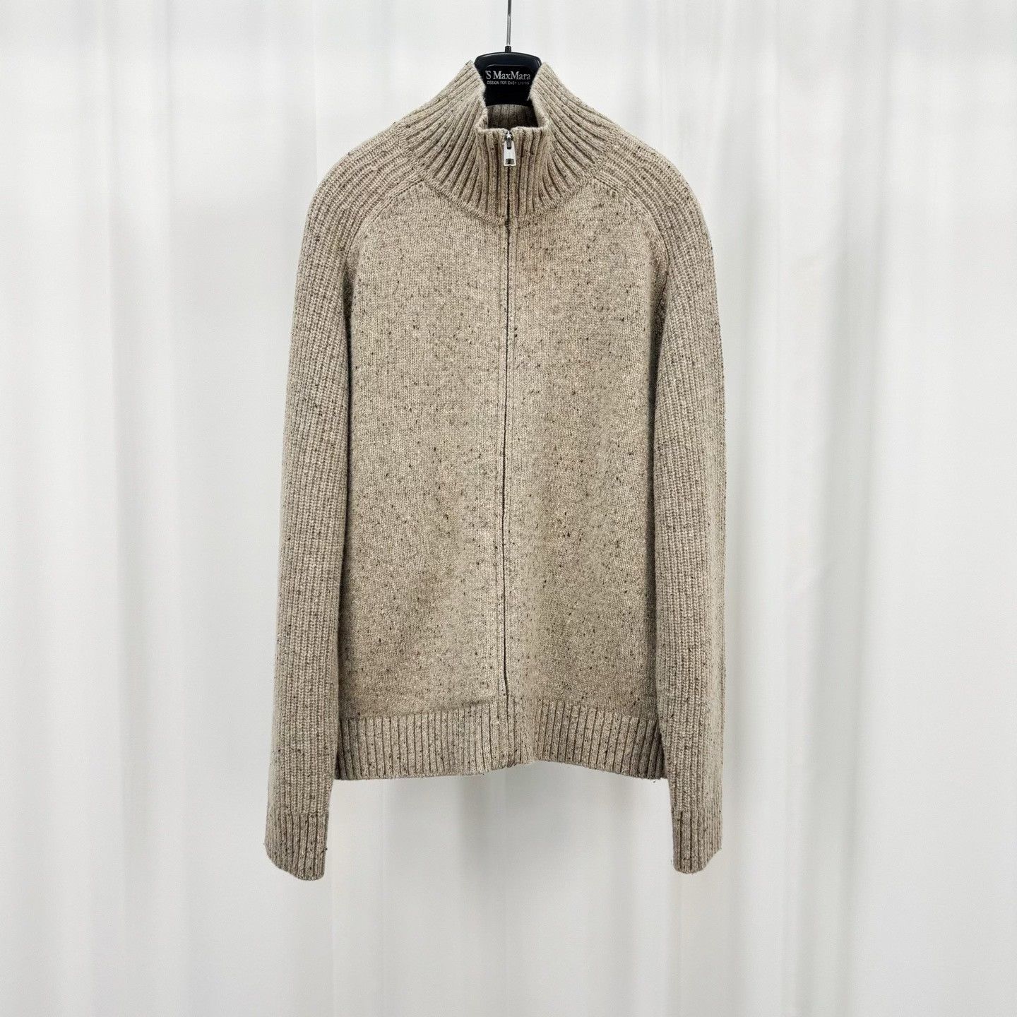 Cos COS Oatmeal Wool Blend Zip Up Knit Cardigan Size M Size US M / EU 48-50 / 2 - 2 Thumbnail