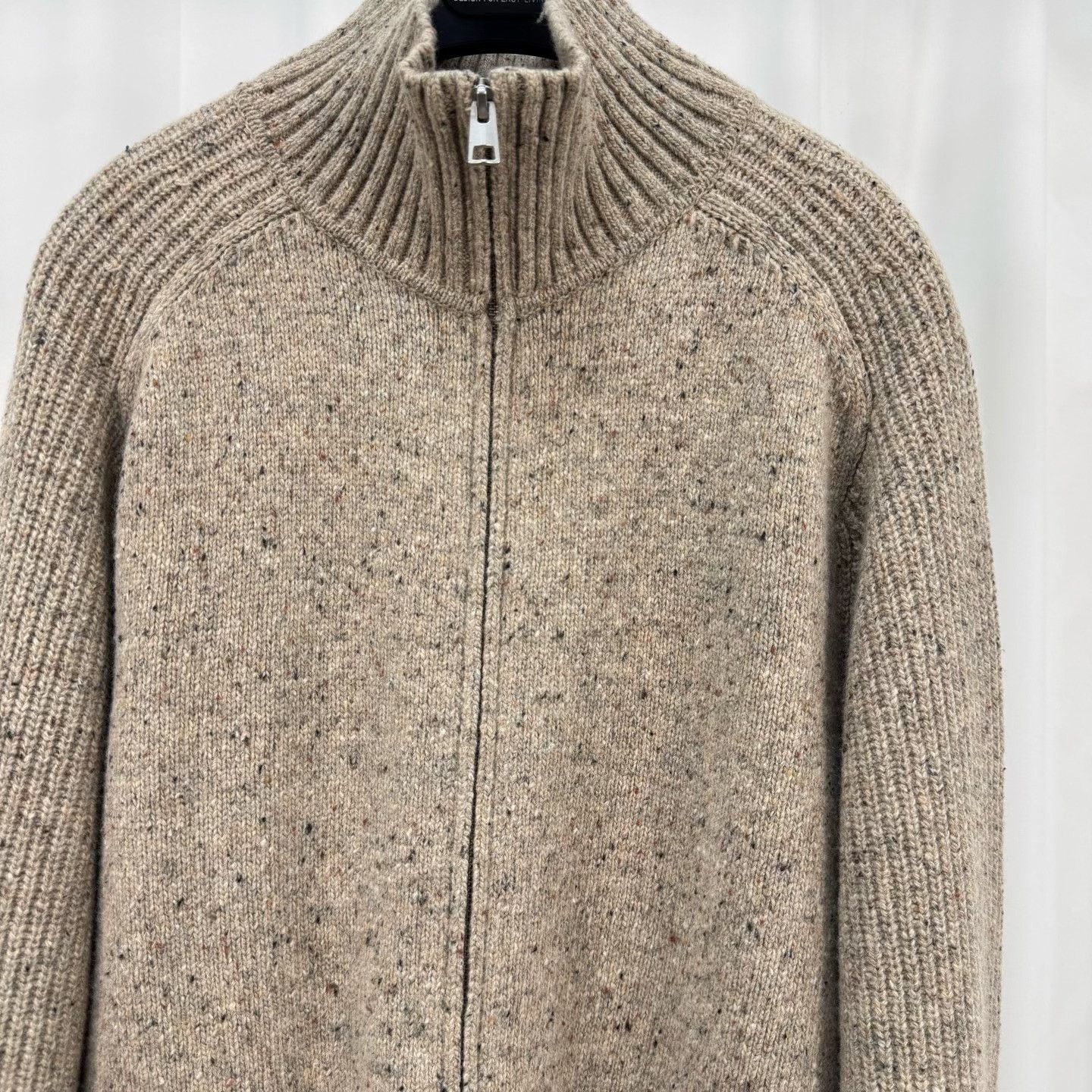 Cos COS Oatmeal Wool Blend Zip Up Knit Cardigan Size M Size US M / EU 48-50 / 2 - 4 Thumbnail