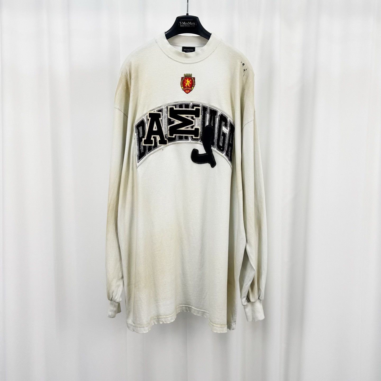 Balenciaga Balenciaga Crest Distressed Long Sleeve T-Shirt Size 2 Size US M / EU 48-50 / 2 - 2 Thumbnail