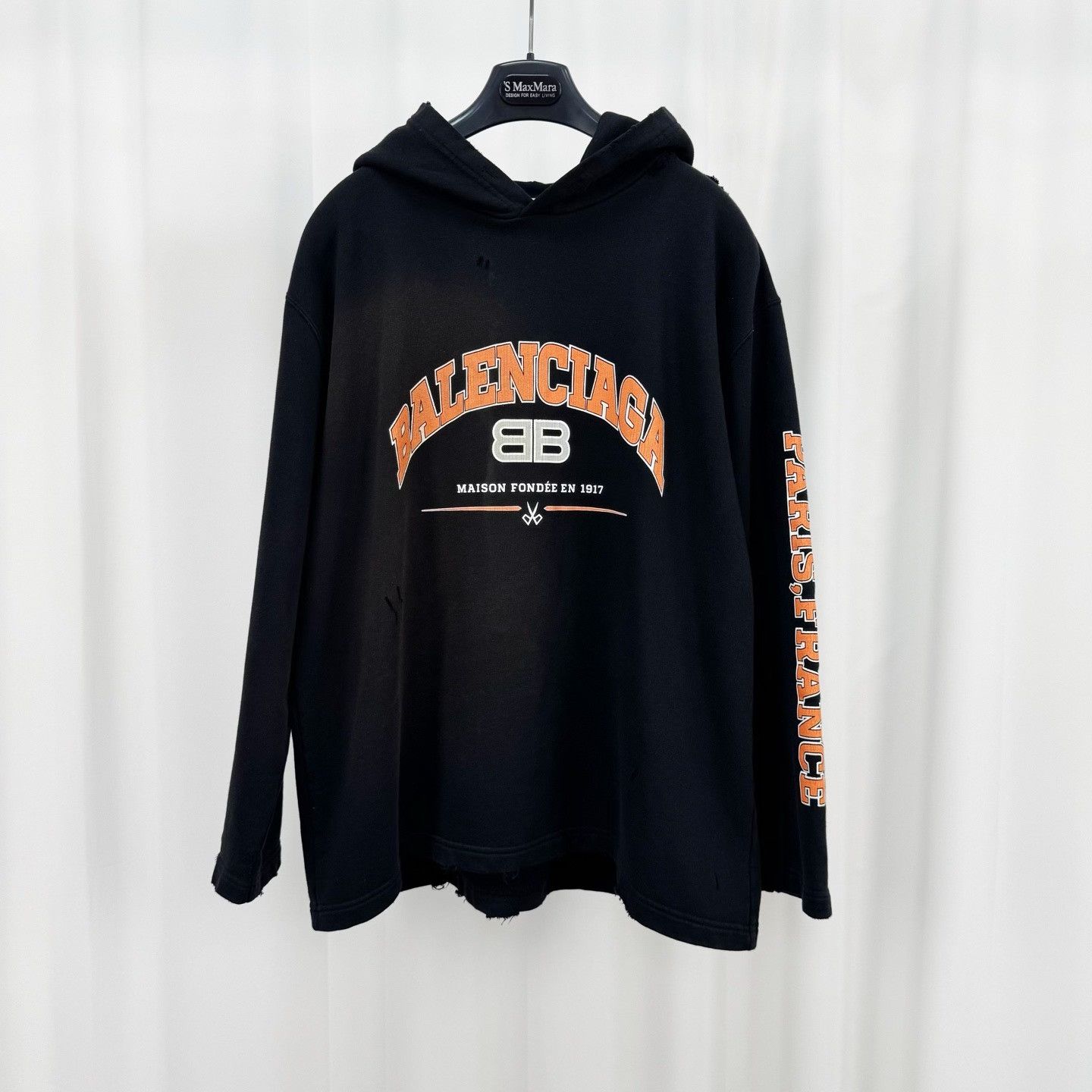 Balenciaga Balenciaga Distressed Logo Hoodie M Size US M / EU 48-50 / 2 - 2 Thumbnail