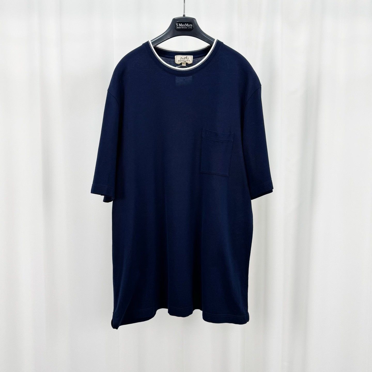 Hermes Hermes Navy H Embroidered Pocket T-Shirt XXXL Size US XXL / EU 58 / 5 - 2 Thumbnail