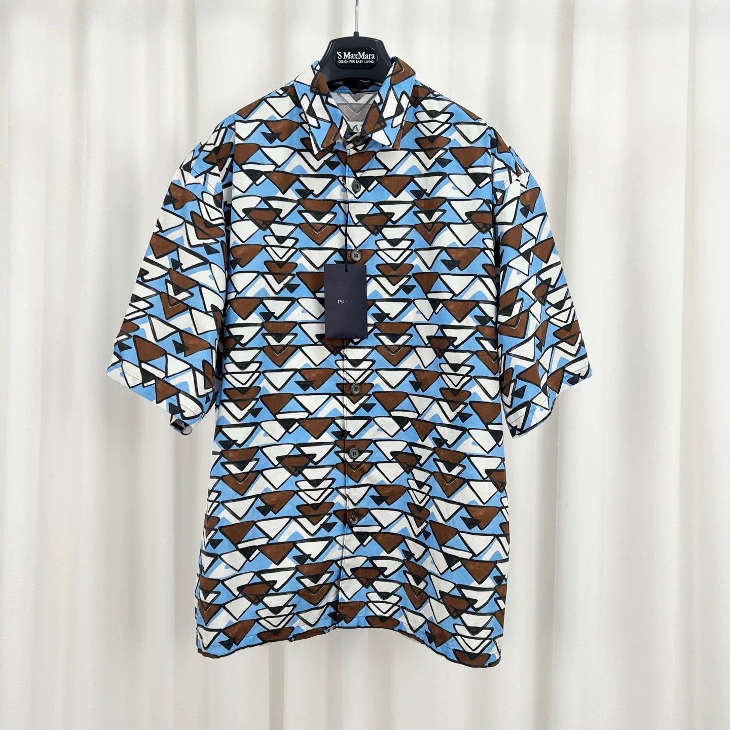 Prada Prada Geometric Triangle Print Short Sleeve Shirt M Size US M / EU 48-50 / 2 - 2 Thumbnail