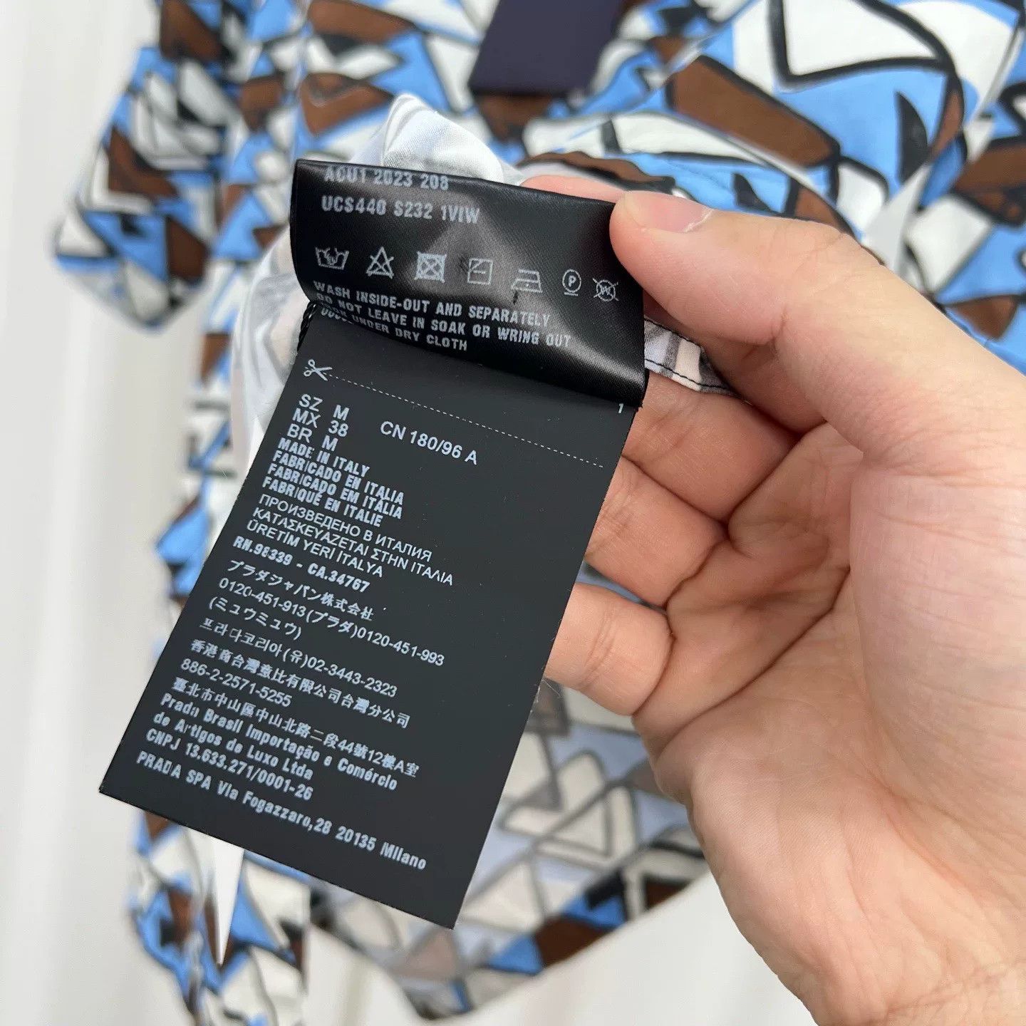 Prada Prada Geometric Triangle Print Short Sleeve Shirt M Size US M / EU 48-50 / 2 - 8 Thumbnail