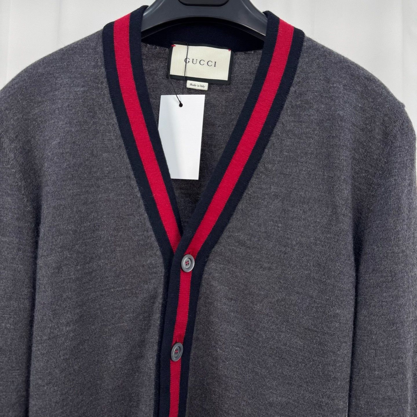 Gucci Gucci Web Stripe Trim Wool Cardigan Size S Size US S / EU 44-46 / 1 - 4 Thumbnail
