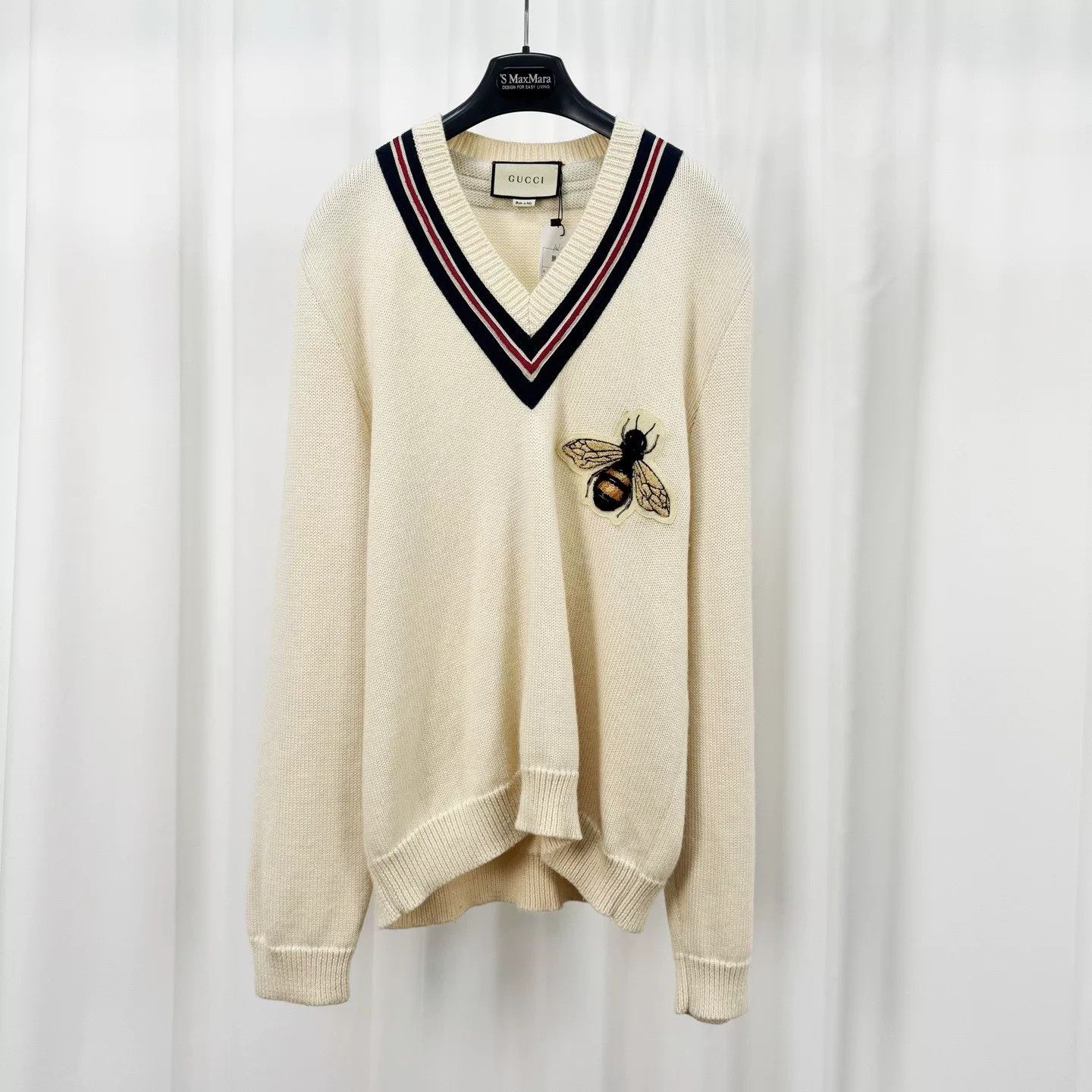 Gucci Gucci Bee Embroidered V-Neck Sweater XL Size US XL / EU 56 / 4 - 2 Thumbnail