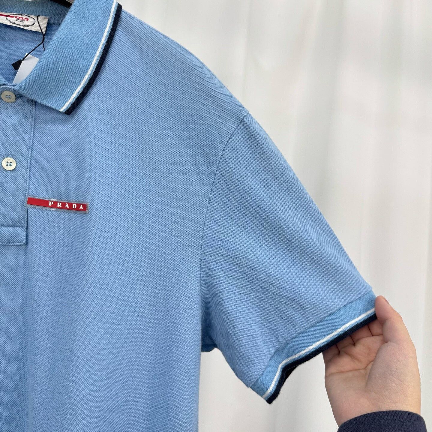 Prada Prada Red Logo Blue Polo Shirt Size XL Size US XL / EU 56 / 4 - 5 Thumbnail
