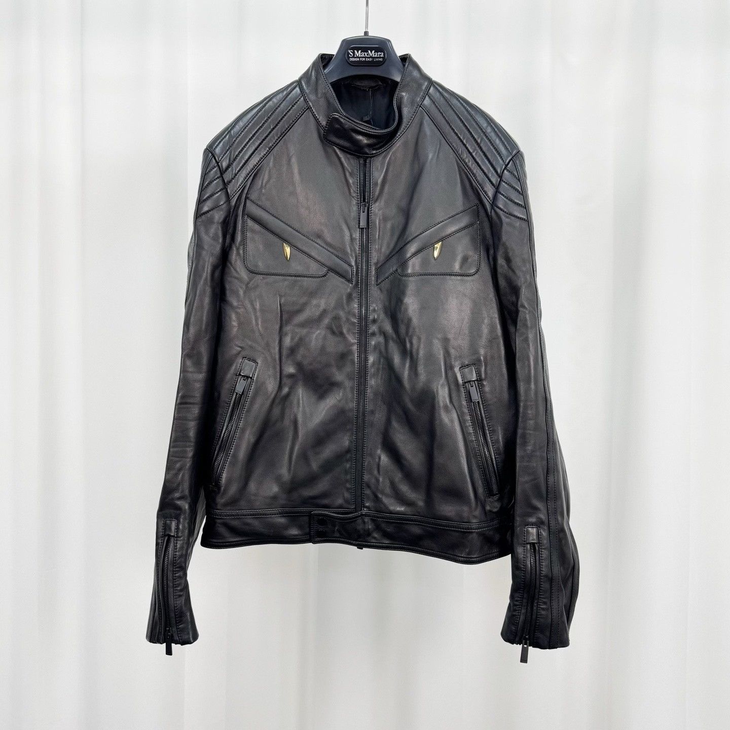 Fendi Fendi Bag Bugs Lambskin Leather Biker Jacket IT 50 US M Size US M / EU 48-50 / 2 - 2 Thumbnail