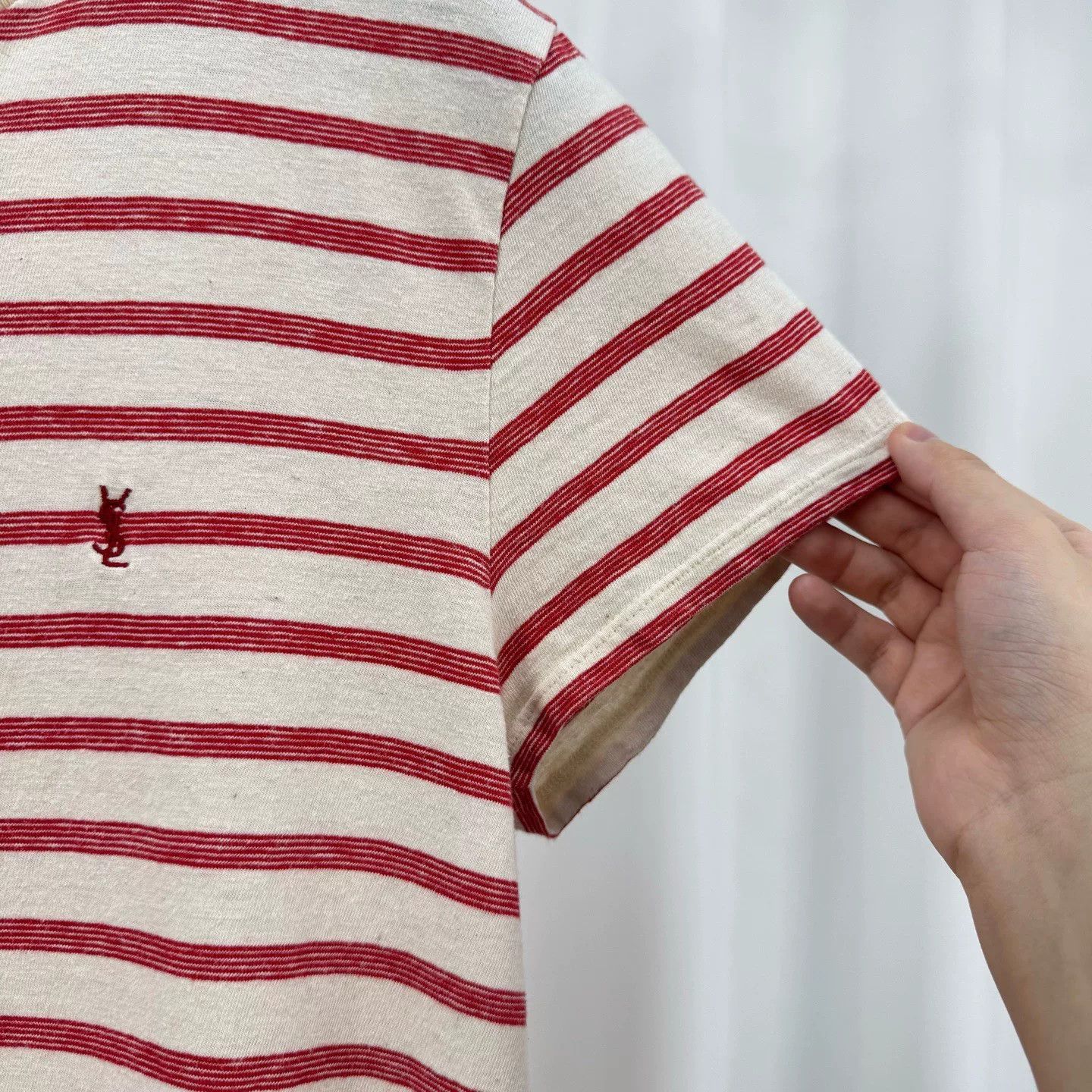 Saint Laurent Paris Saint Laurent Striped Logo T-Shirt XS Size US XS / EU 42 / 0 - 5 Thumbnail