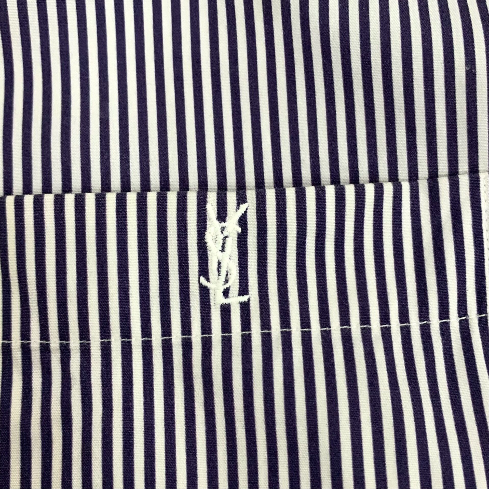 Saint Laurent Paris Saint Laurent Striped Logo Button Up Shirt 40 Size US M / EU 48-50 / 2 - 6 Thumbnail