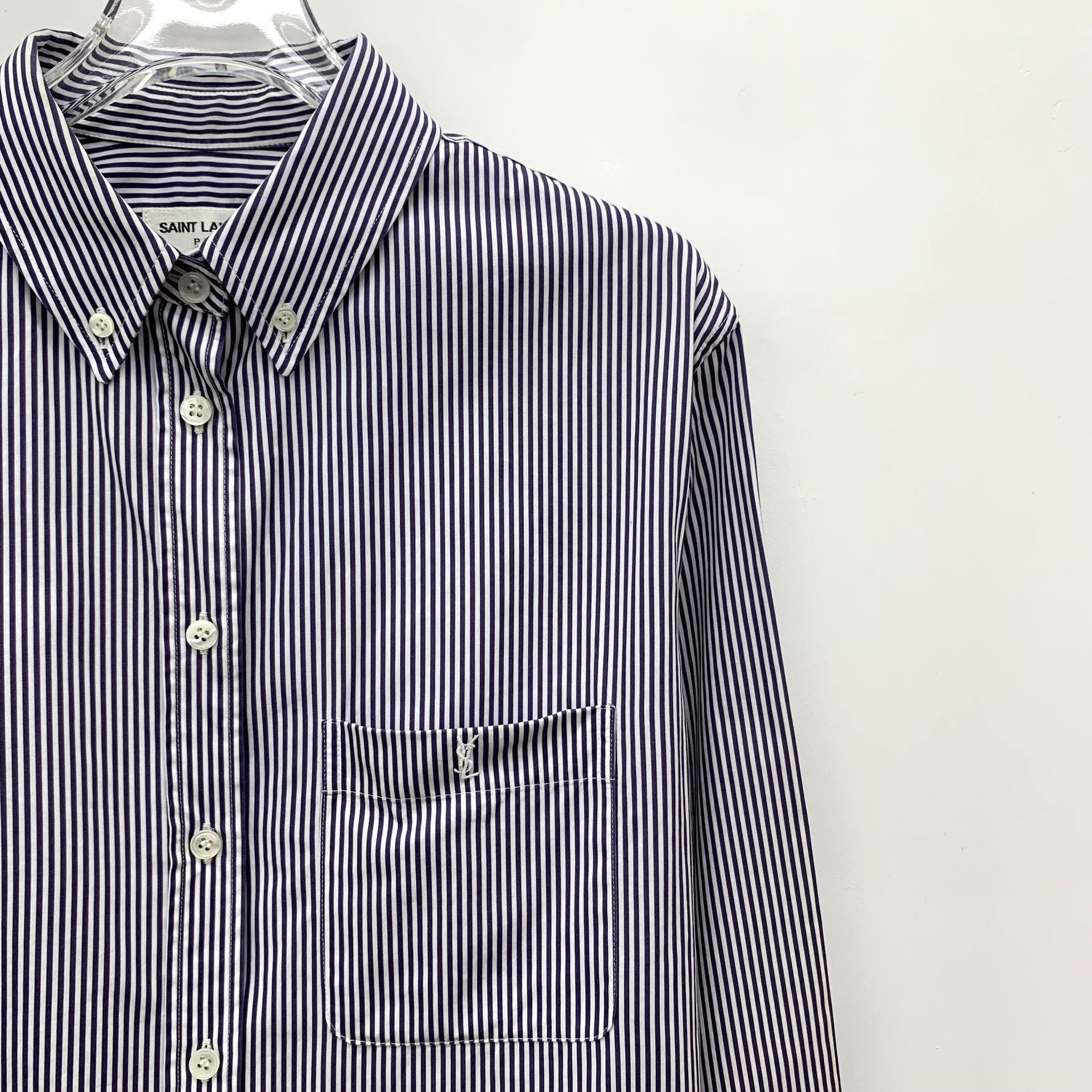 Saint Laurent Paris Saint Laurent Striped Logo Button Up Shirt 40 Size US M / EU 48-50 / 2 - 4 Thumbnail