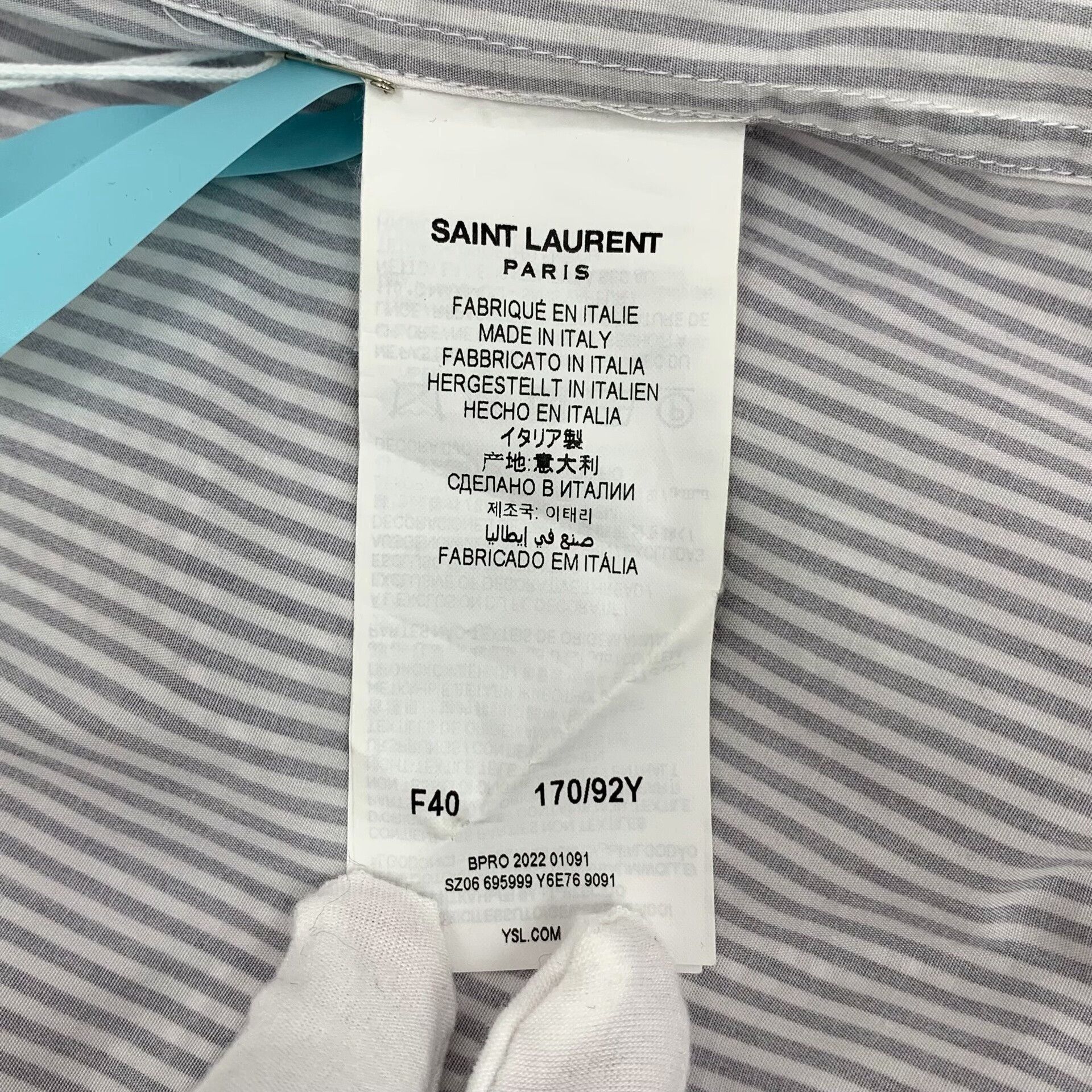 Saint Laurent Paris Saint Laurent Striped Logo Button Up Shirt 40 Size US M / EU 48-50 / 2 - 8 Thumbnail