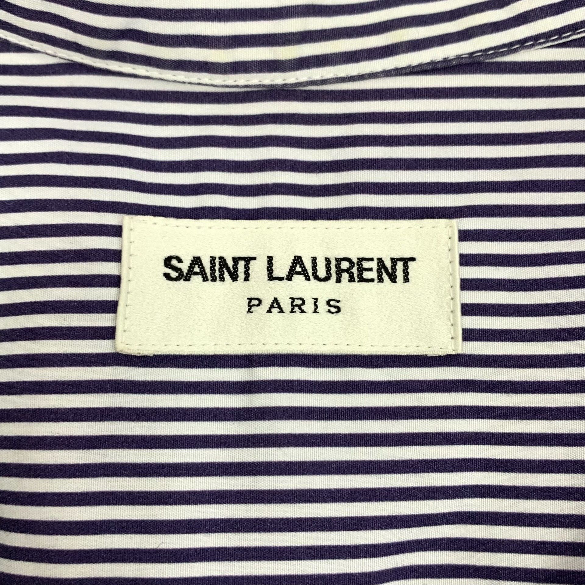 Saint Laurent Paris Saint Laurent Striped Logo Button Up Shirt 40 Size US M / EU 48-50 / 2 - 7 Thumbnail