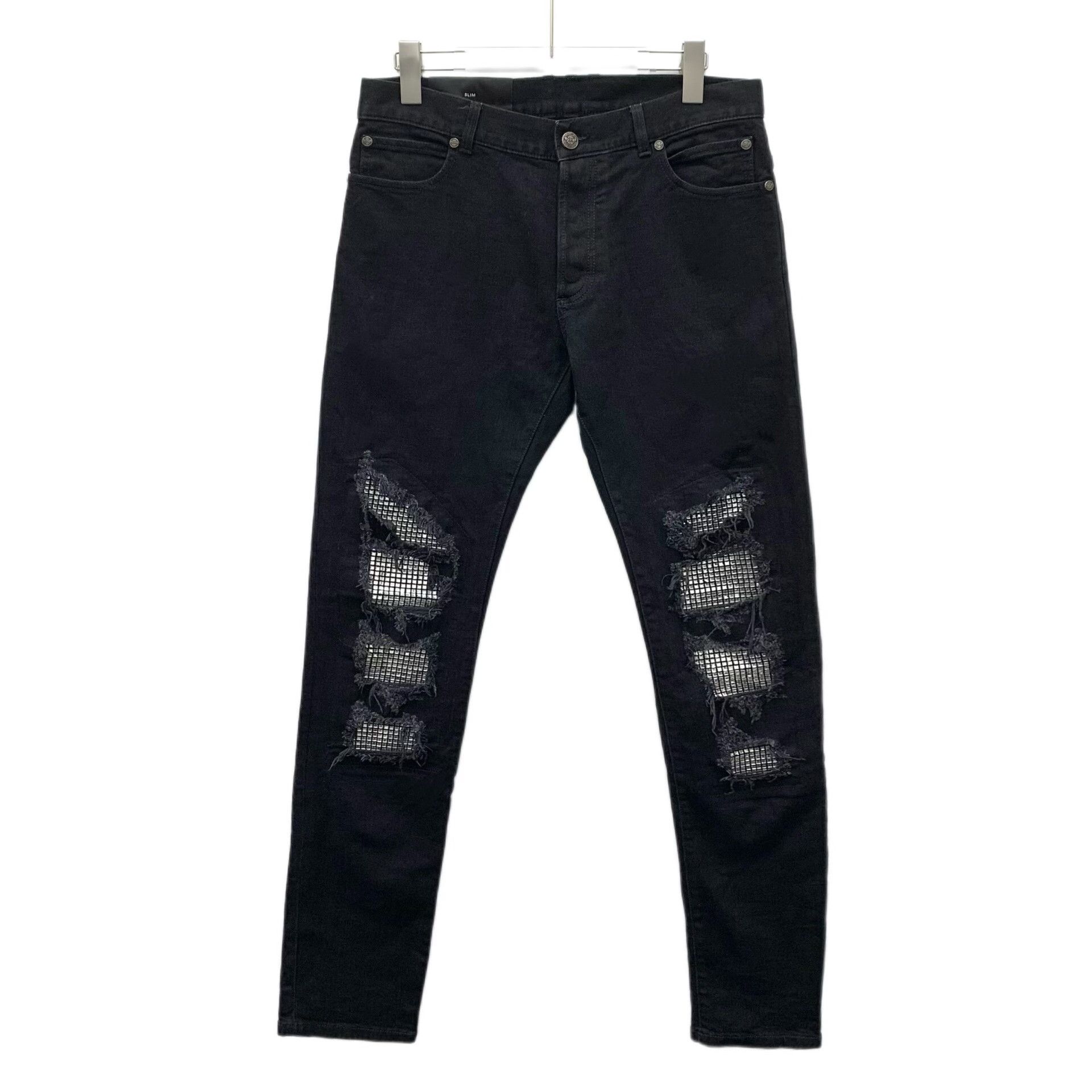 Balmain Balmain Distressed Rhinestone Slim Jeans 31 Size US 31 - 2 Thumbnail