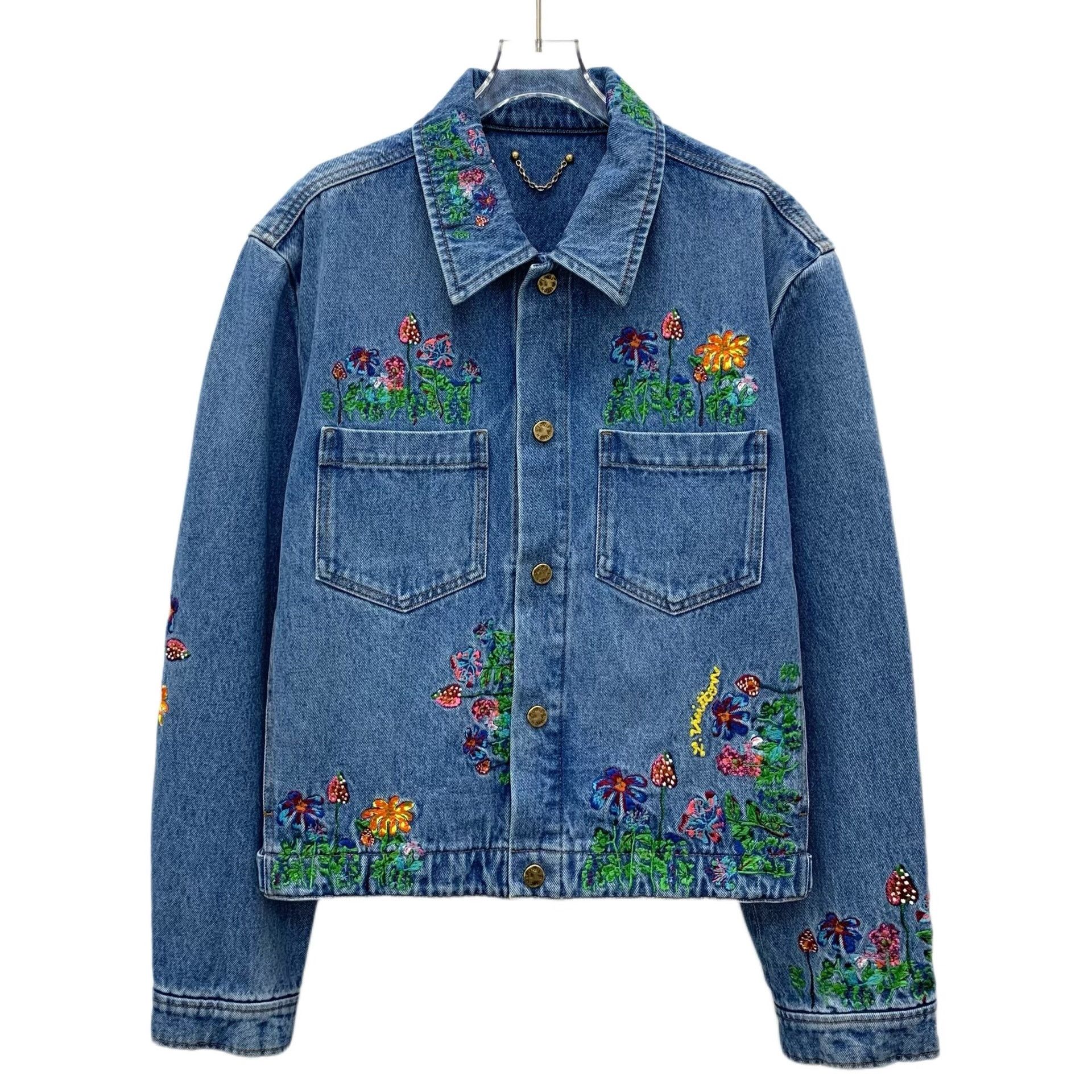 Louis Vuitton Louis Vuitton Floral Embroidered Denim Jacket Size 50 Size US M / EU 48-50 / 2 - 2 Thumbnail